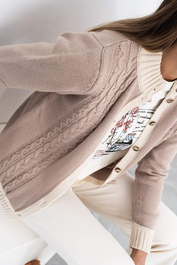 CHAQUETA TIRAS CONTRASTE TOSTADO