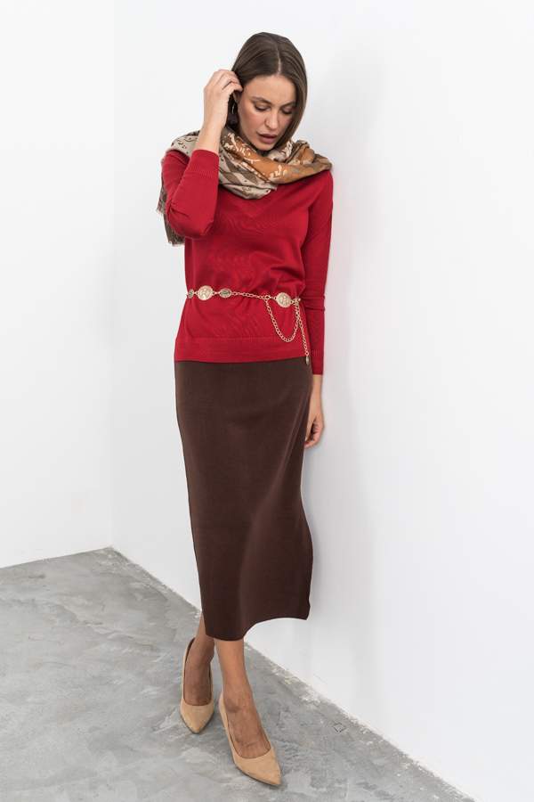 FALDA PUNTO LISO MARRÓN