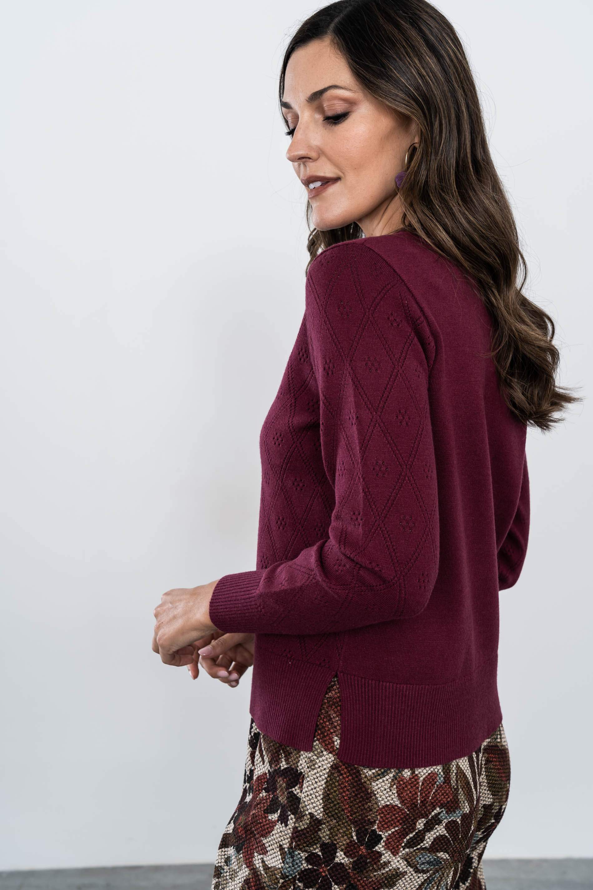 JERSEY CALADOS ROMBOS BURDEOS