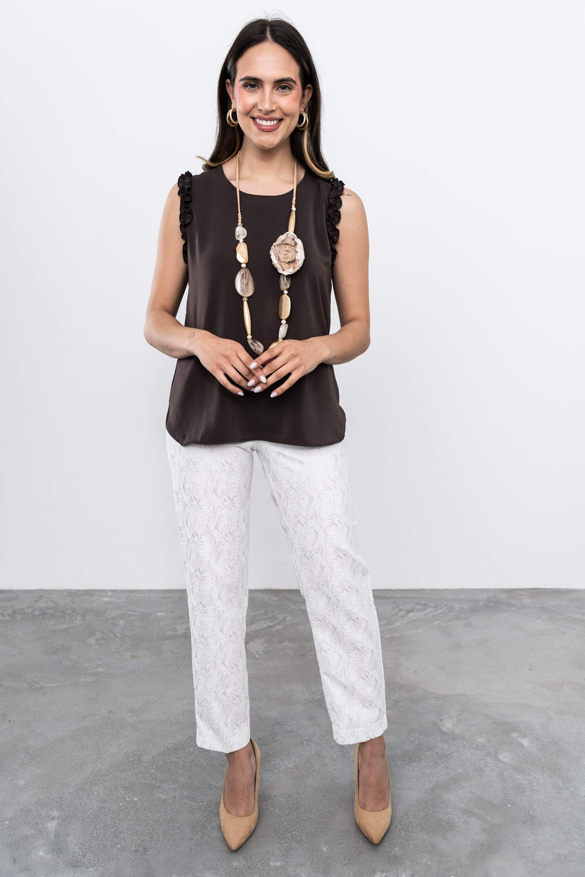 BLUSA VOLANTITOS CHOCOLATE