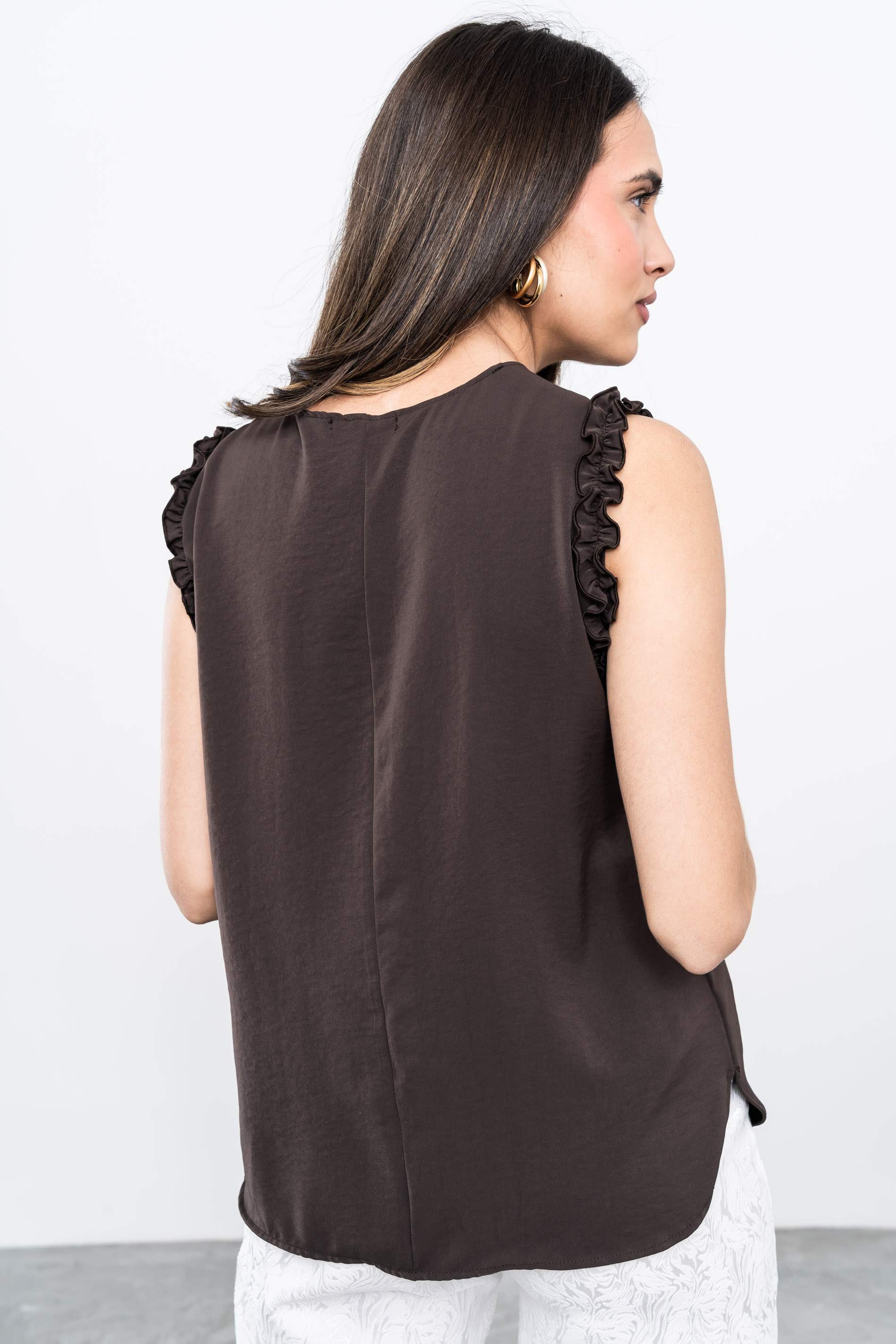 BLUSA VOLANTITOS CHOCOLATE