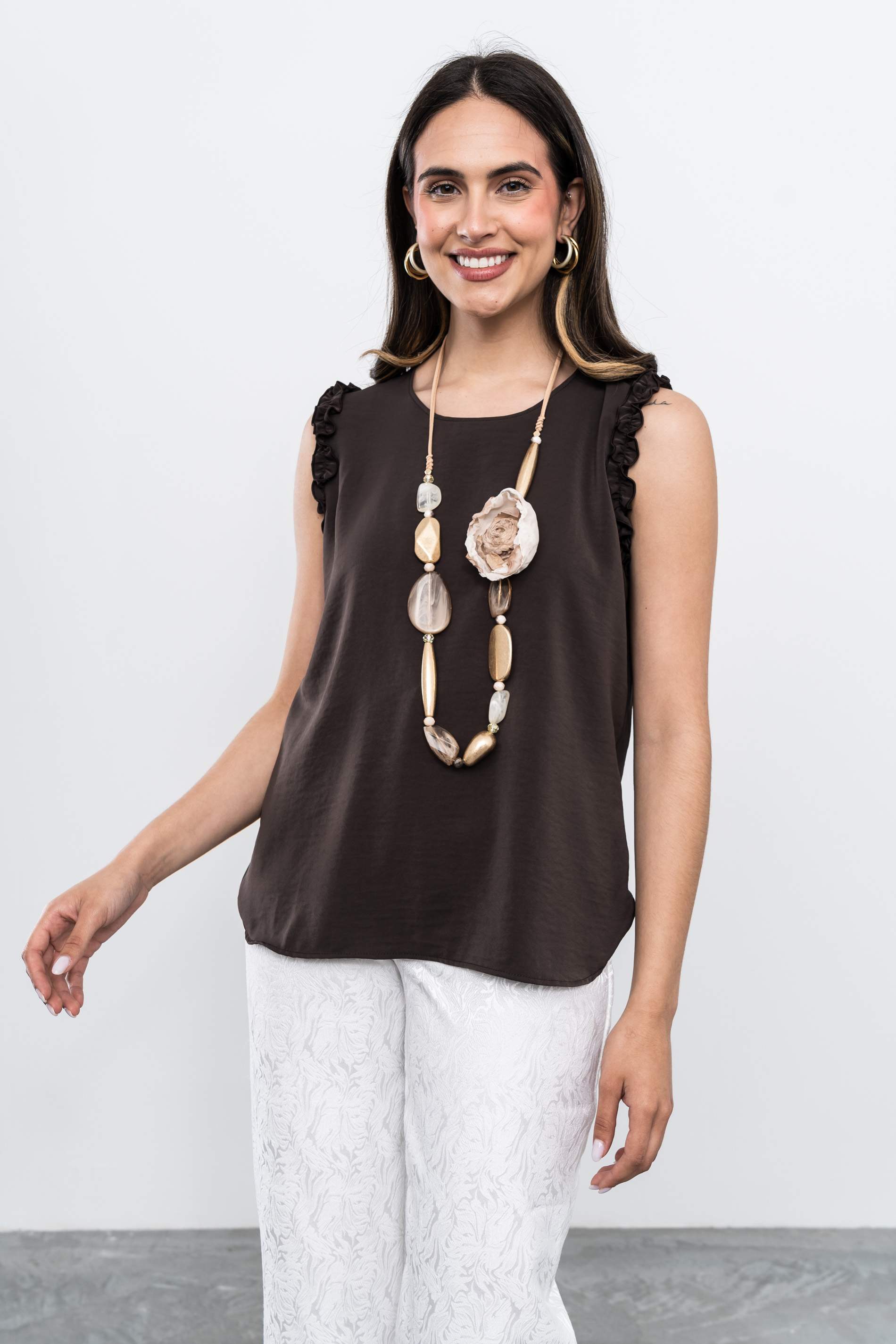 BLUSA VOLANTITOS CHOCOLATE