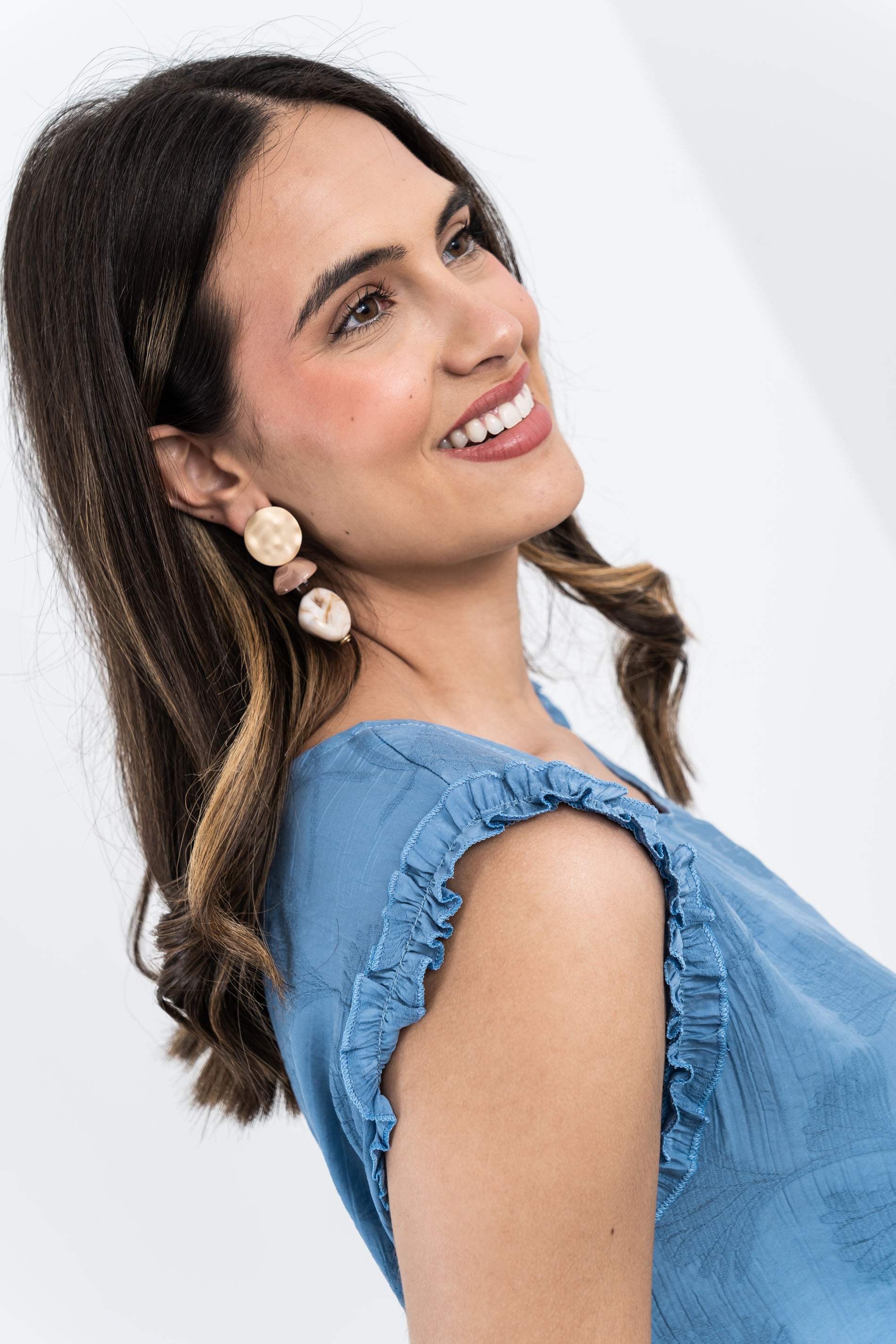 BLUSA VOLANTITOS JACQUARD AZUL