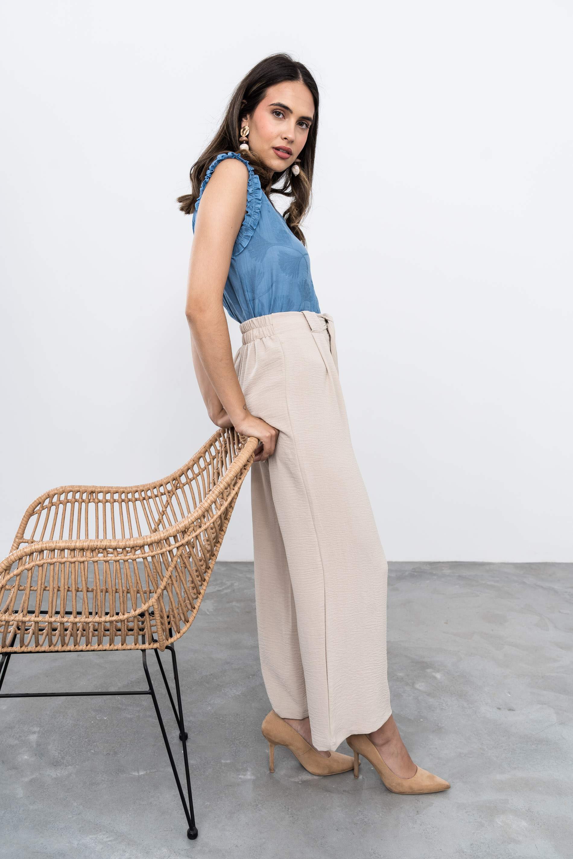 BLUSA VOLANTITOS JACQUARD AZUL