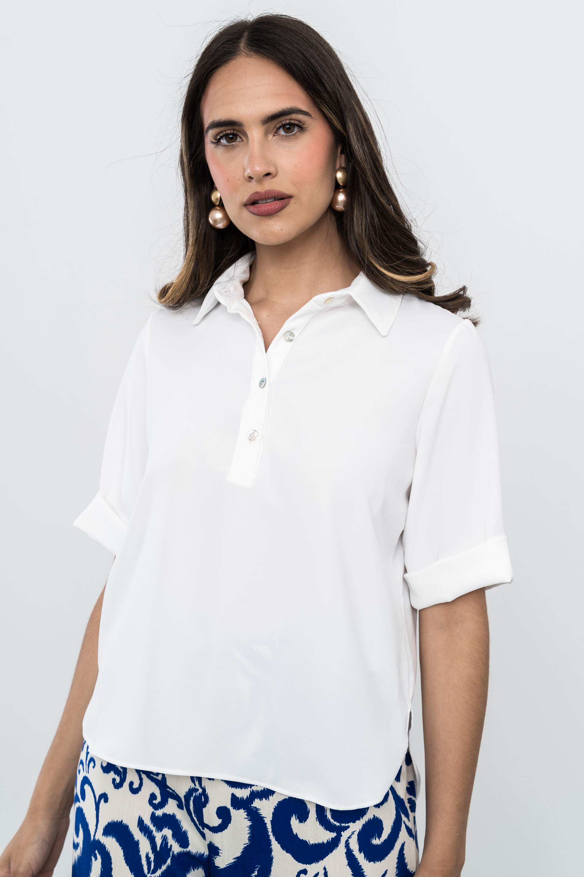 BLUSA TIPO POLO MARFIL