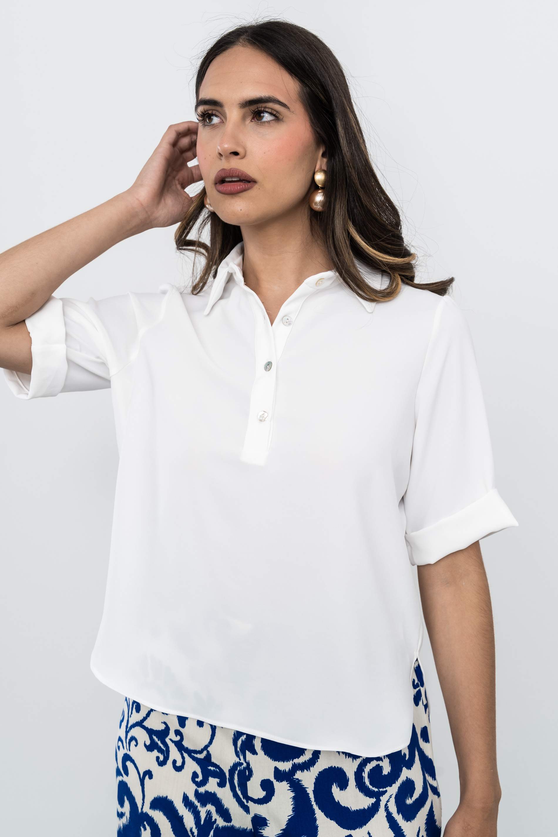 BLUSA TIPO POLO MARFIL