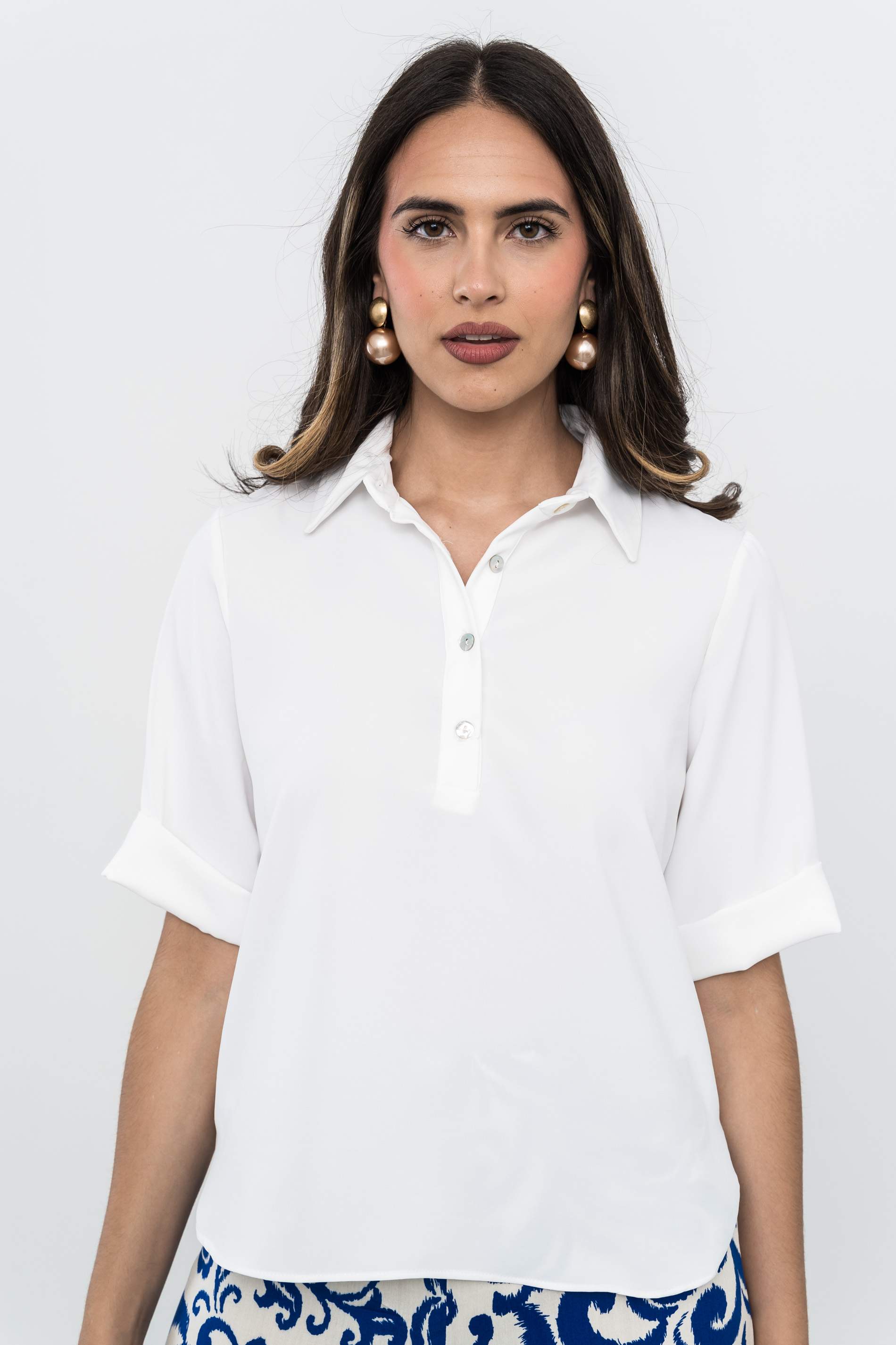 BLUSA TIPO POLO MARFIL