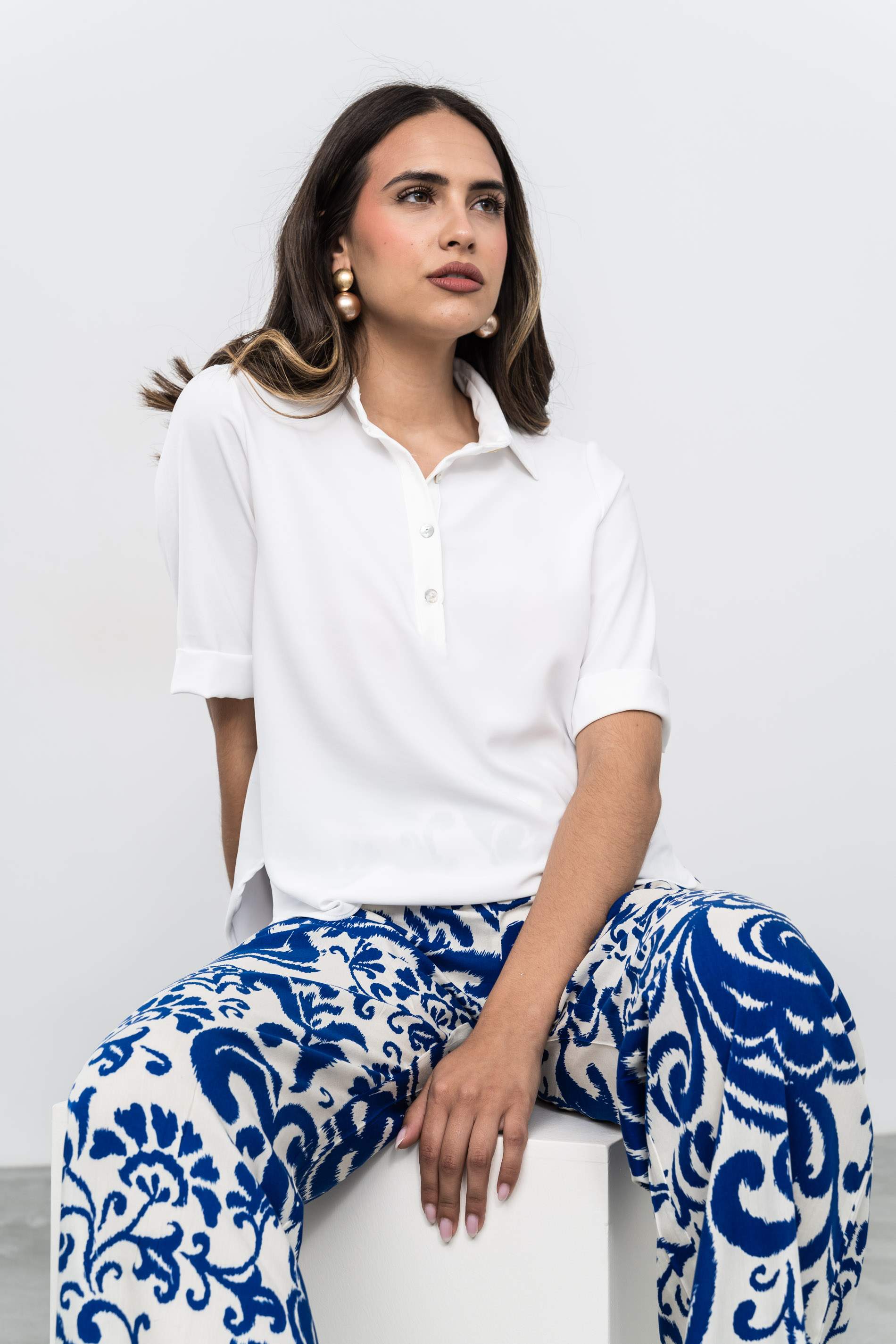 BLUSA TIPO POLO MARFIL