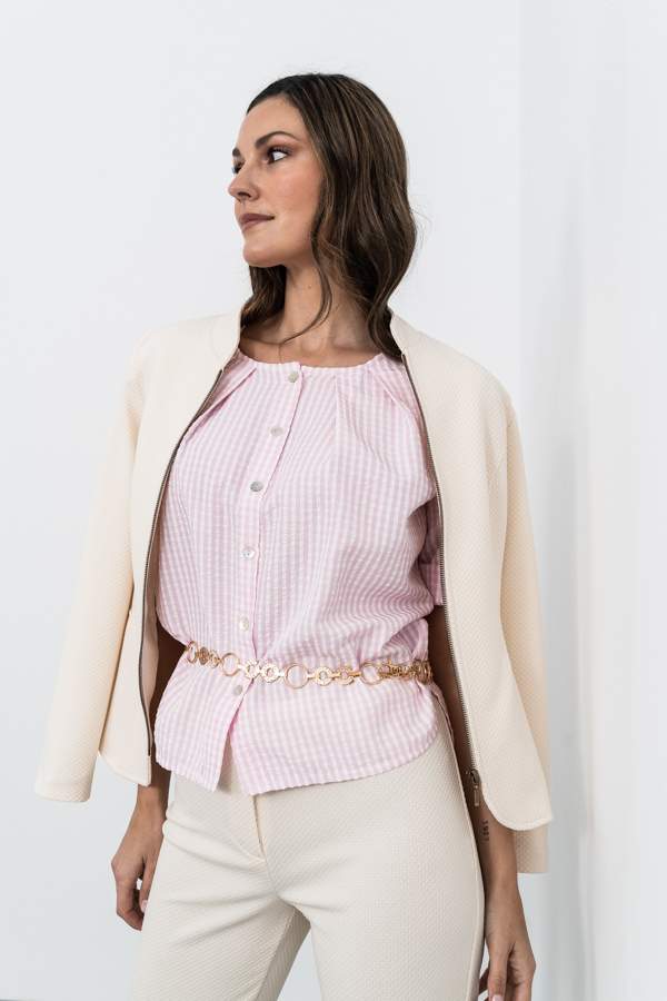 BLUSA TABLAS BOTONES CUADRITOS ROSA