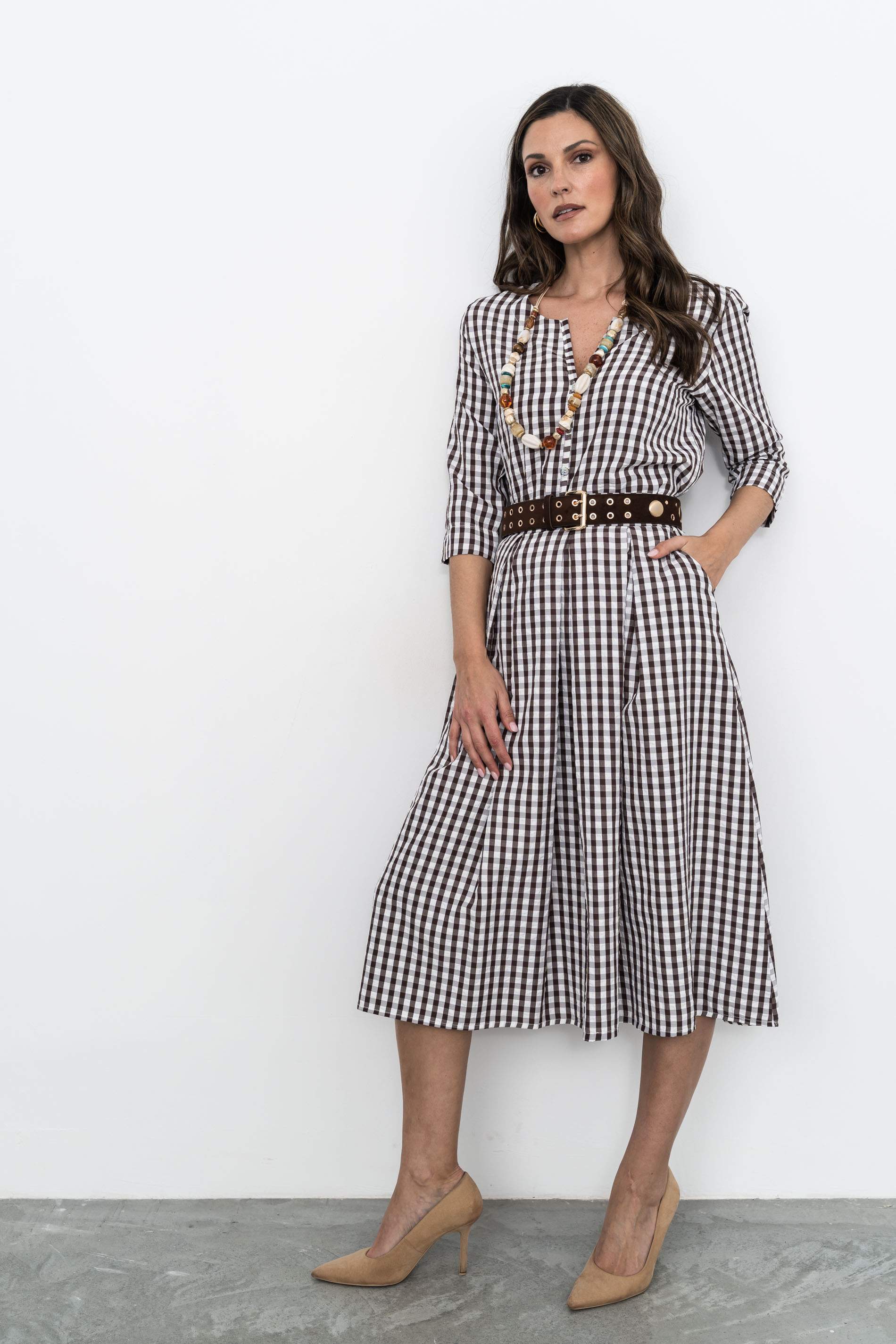 FALDA TABLAS CUADROS CHOCOLATE