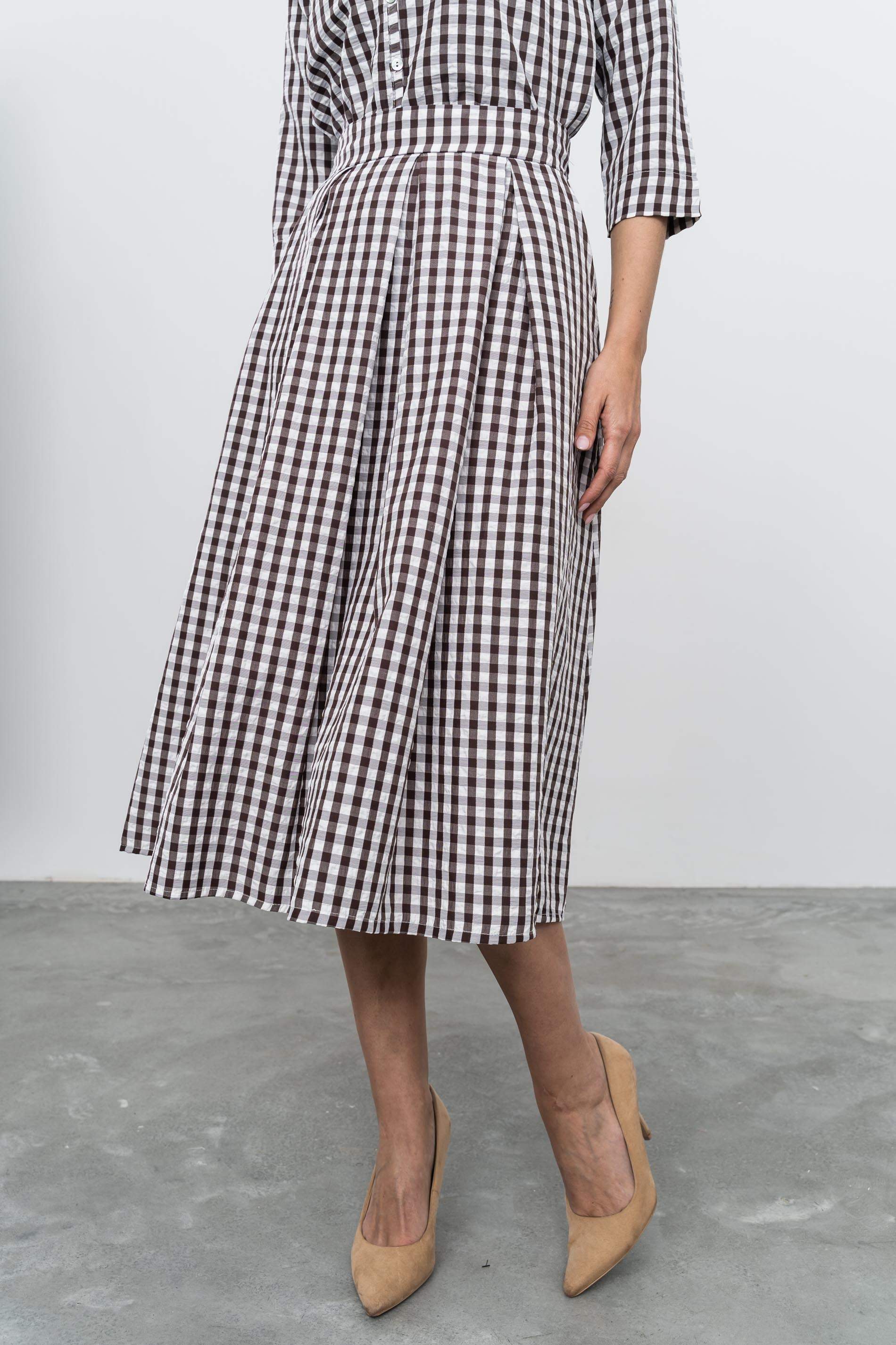 FALDA TABLAS CUADROS CHOCOLATE