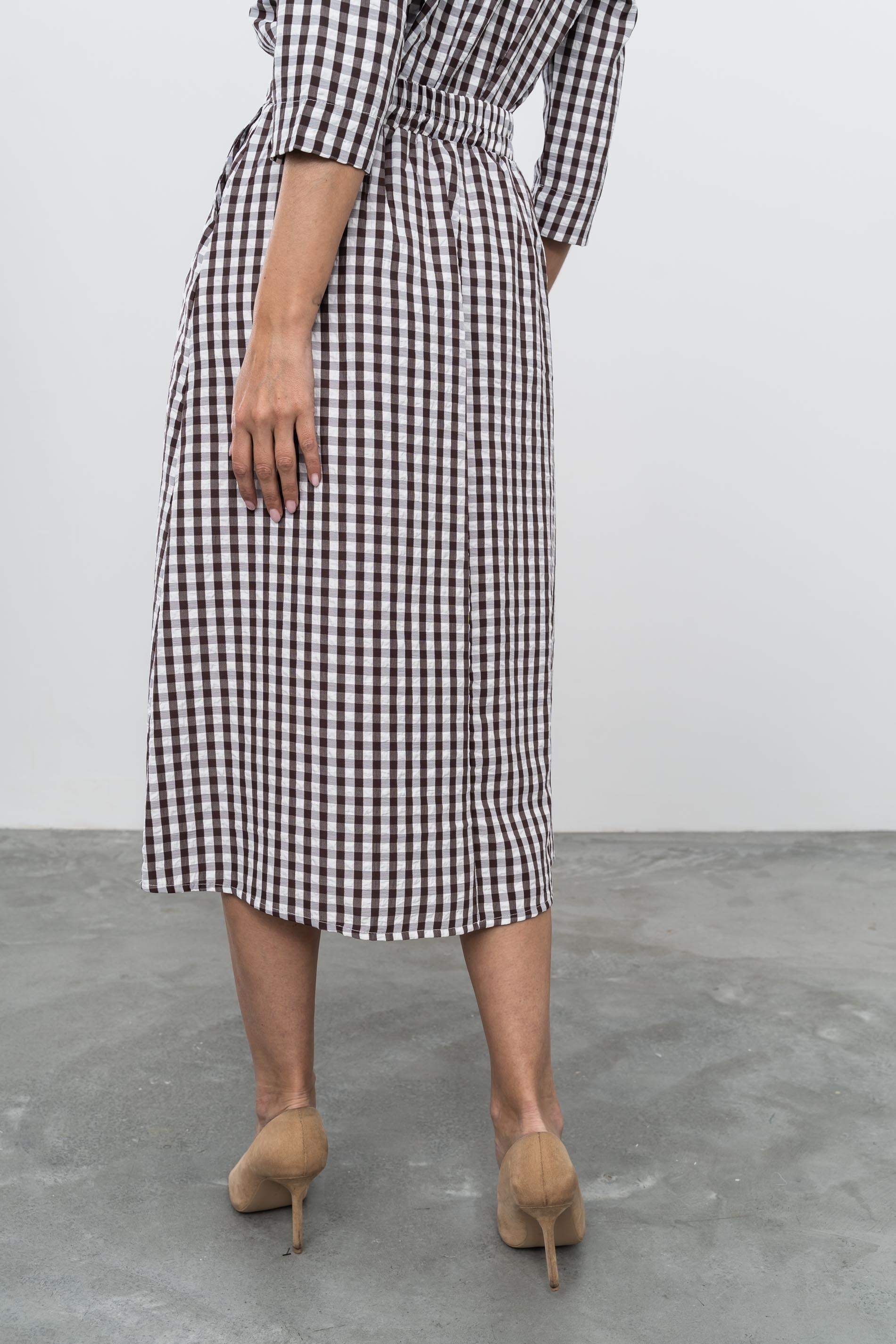 FALDA TABLAS CUADROS CHOCOLATE