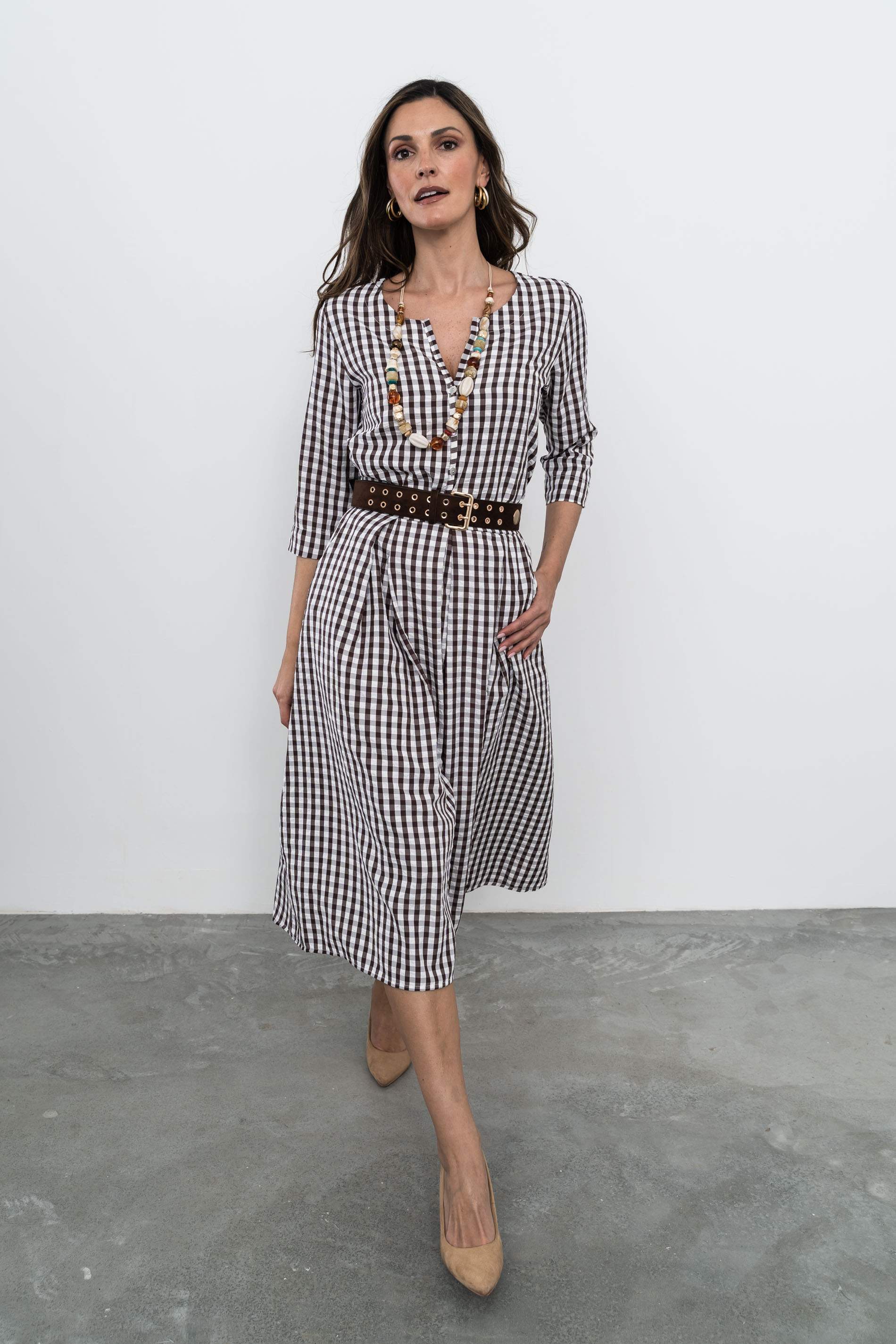 FALDA TABLAS CUADROS CHOCOLATE