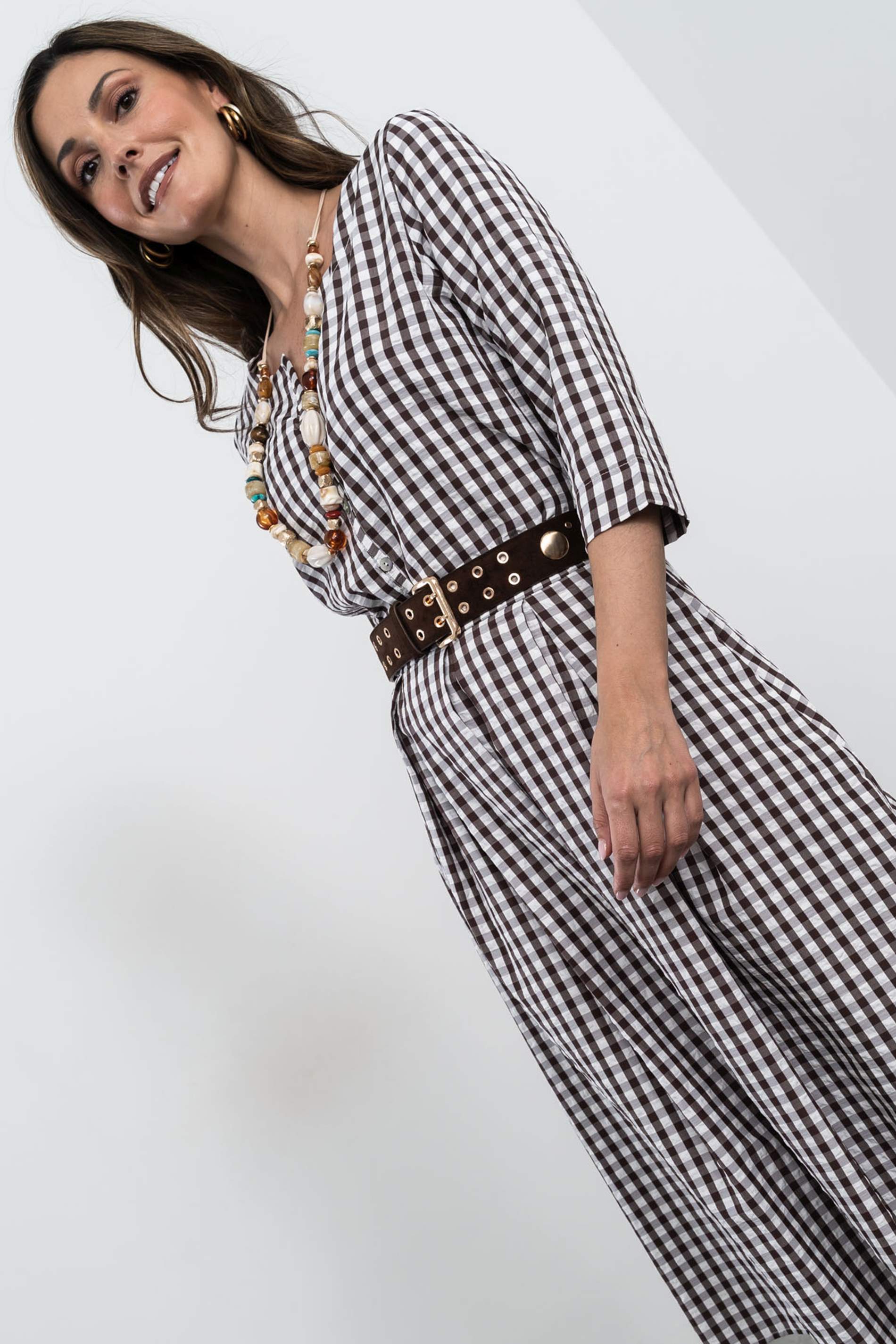 FALDA TABLAS CUADROS CHOCOLATE