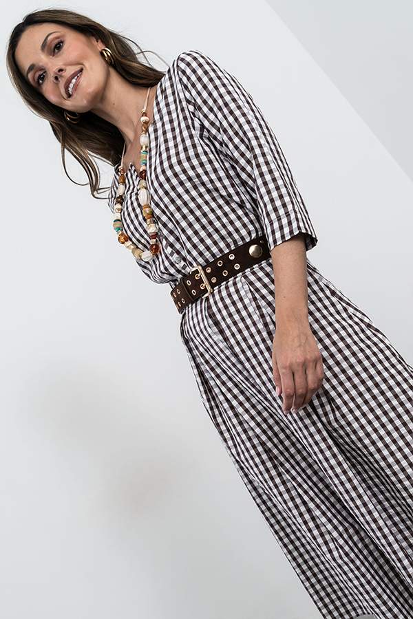 FALDA TABLAS CUADROS CHOCOLATE