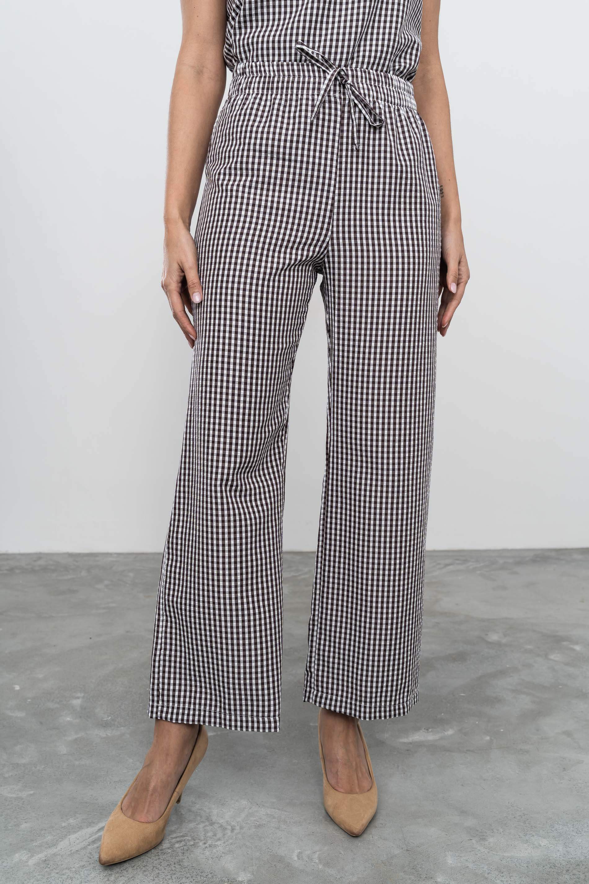 PANTALÓN CORDÓN CUADRITOS CHOCOLATE