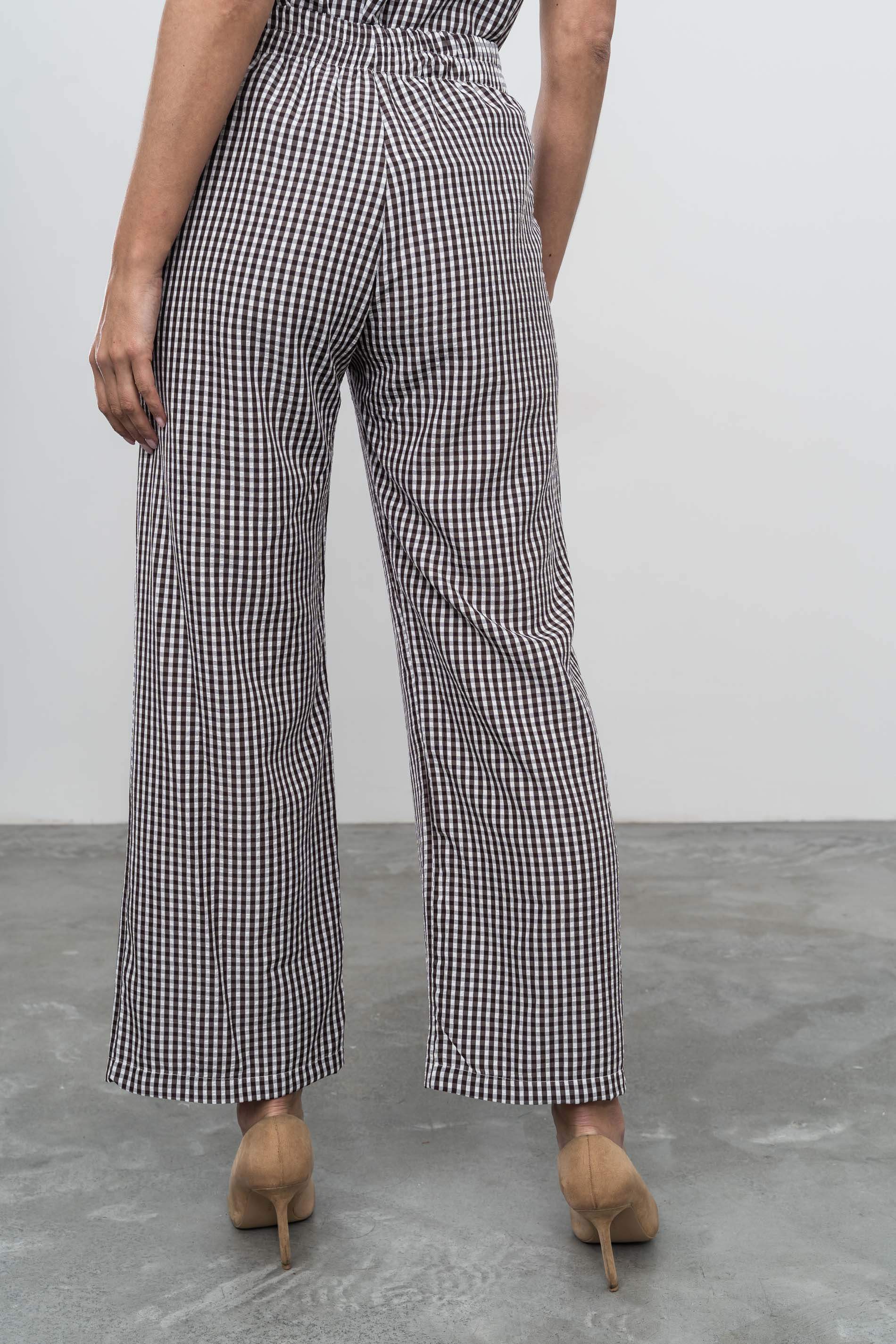 PANTALÓN CORDÓN CUADRITOS CHOCOLATE