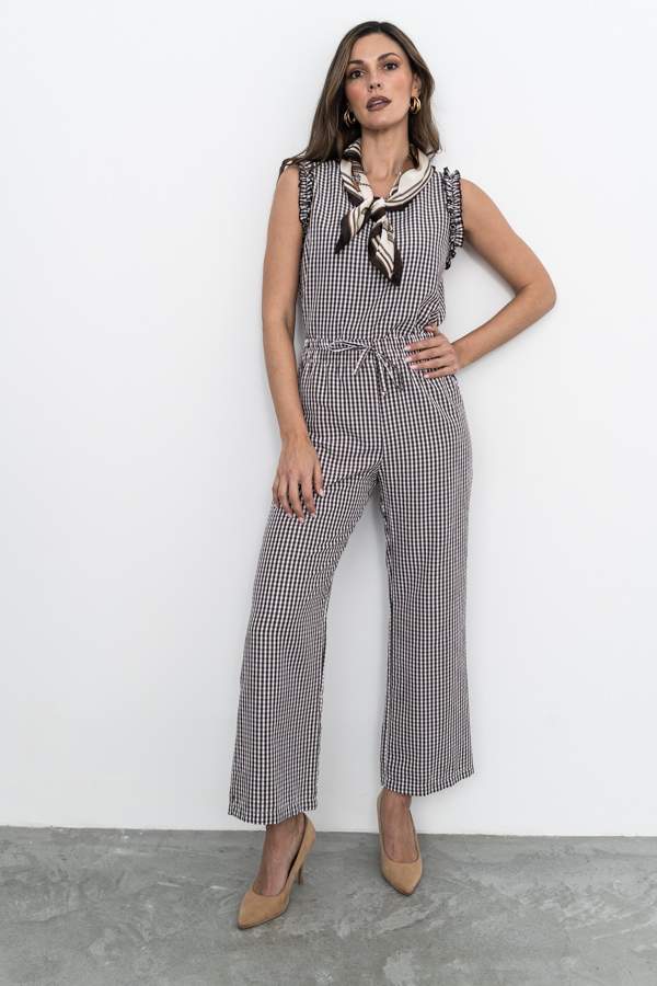 PANTALÓN CORDÓN CUADRITOS CHOCOLATE