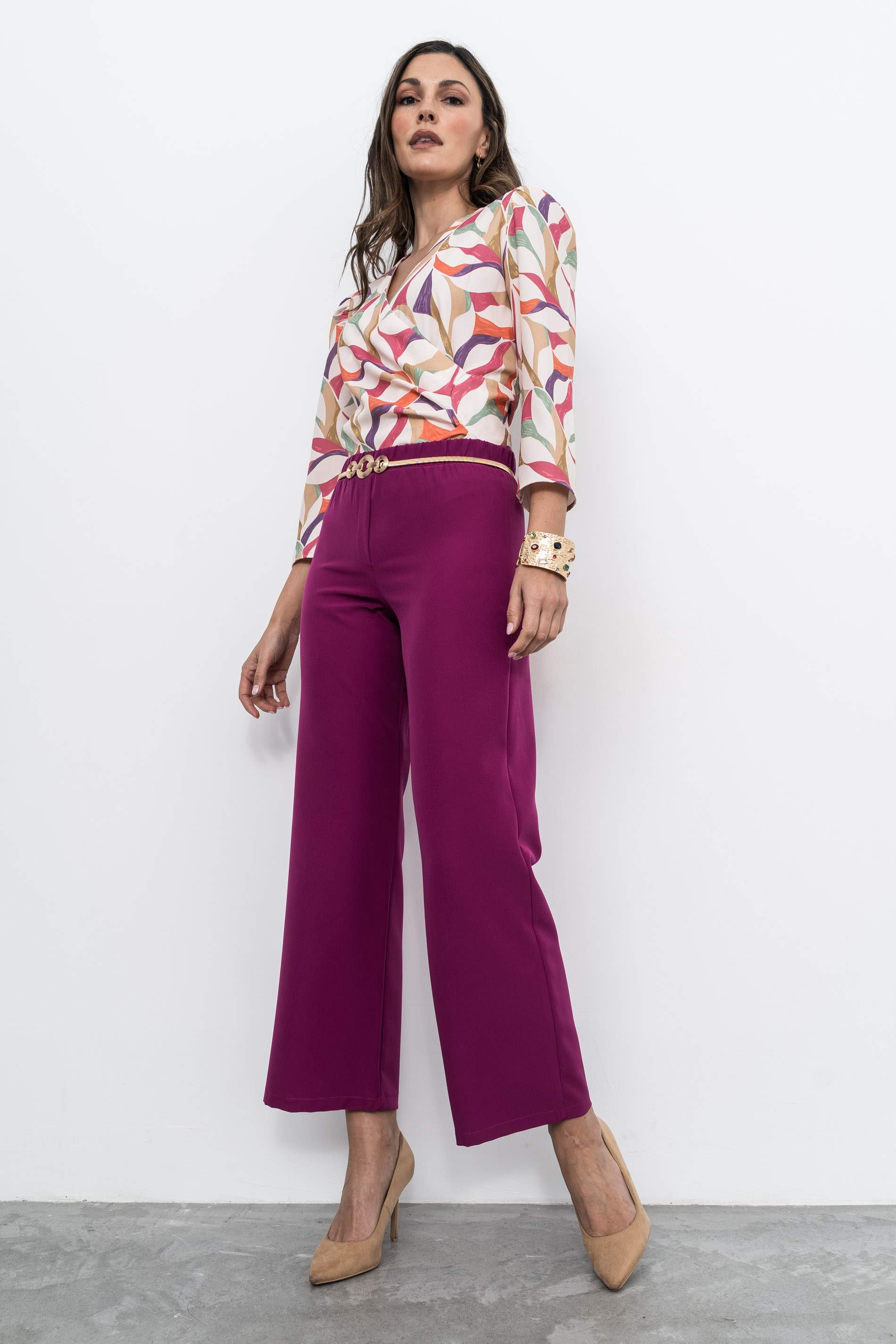 PANTALÓN RECTO COLOR BUGANVILLA