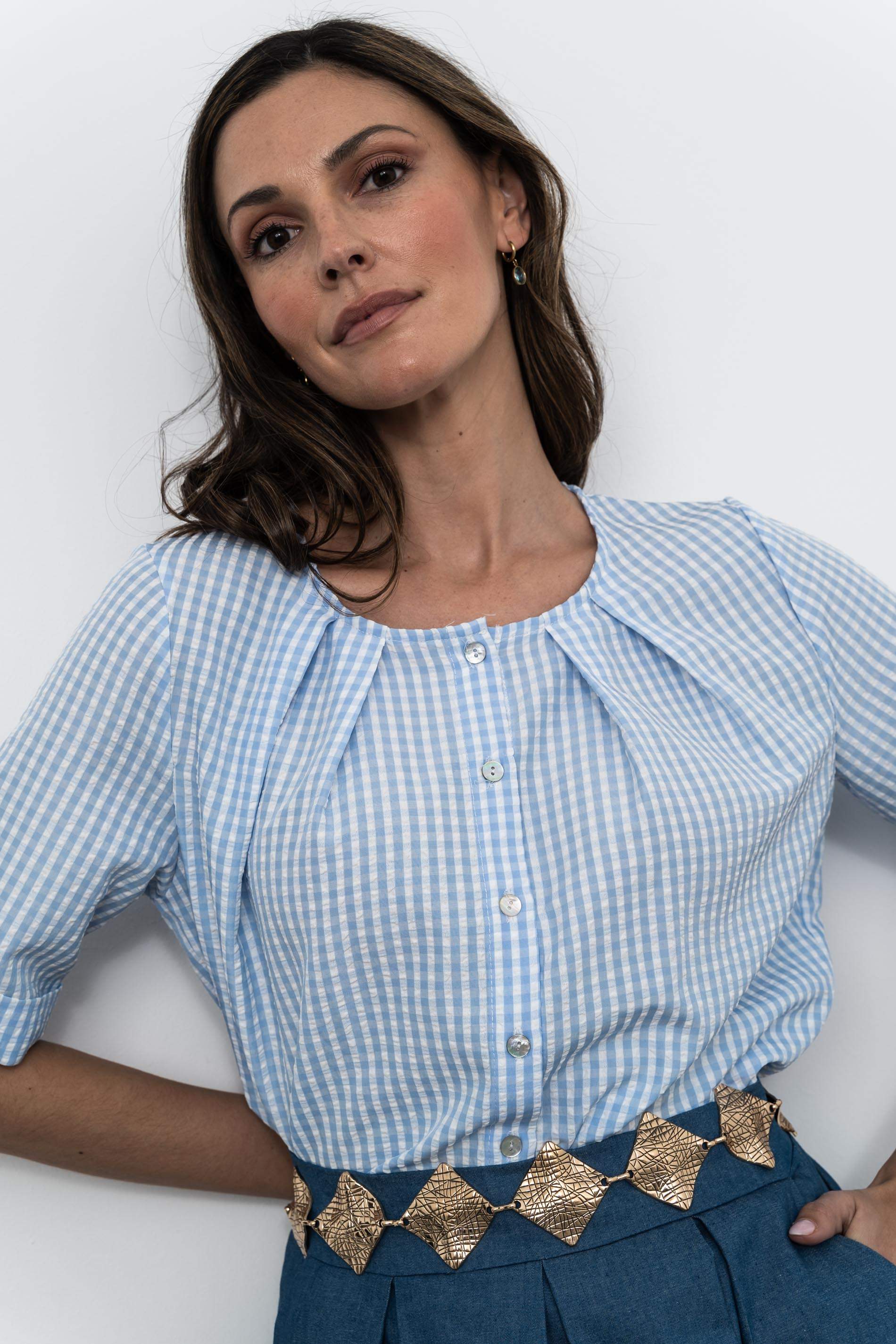 FALDA TABLAS DENIM AZUL