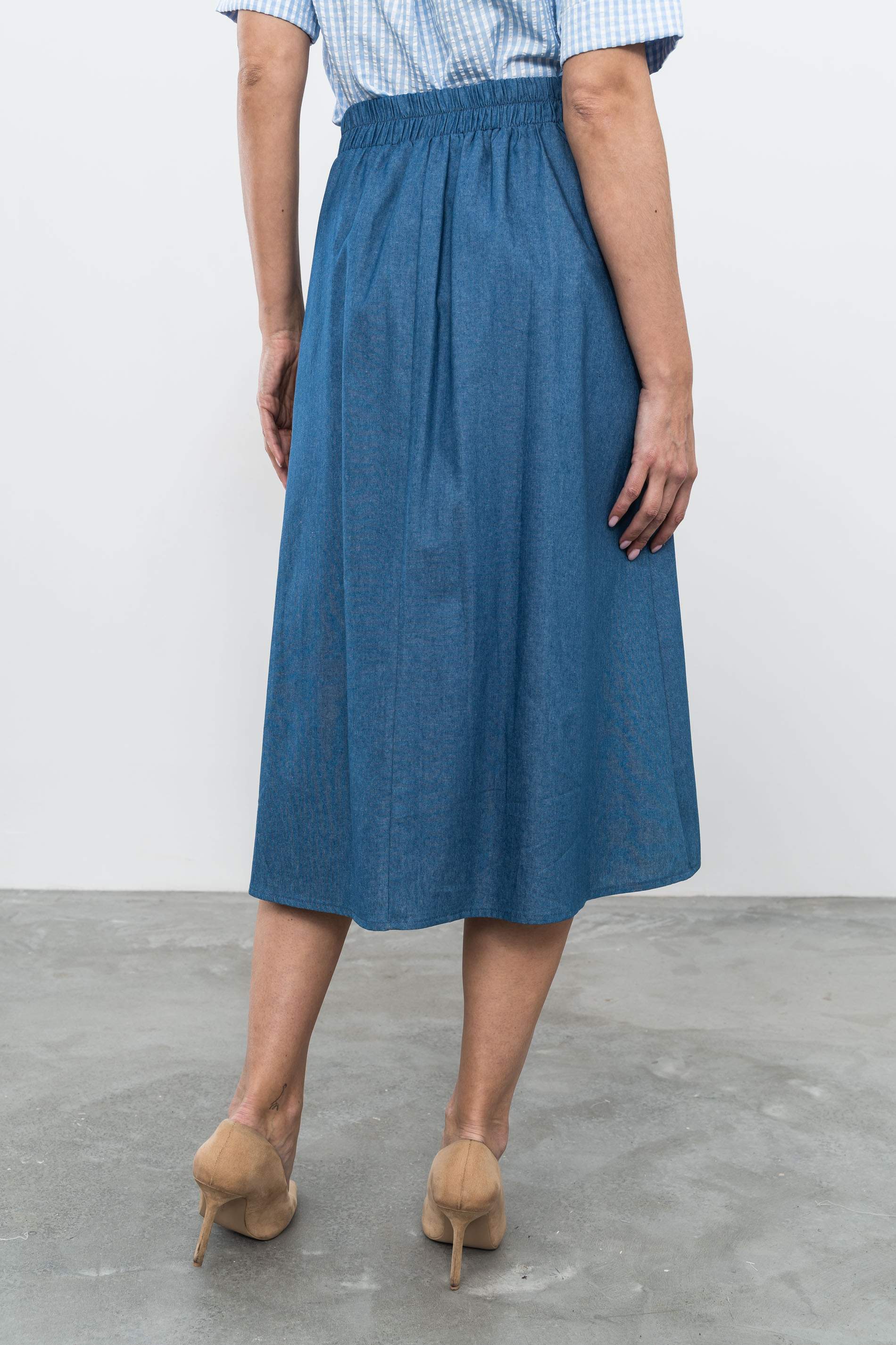 FALDA TABLAS DENIM AZUL