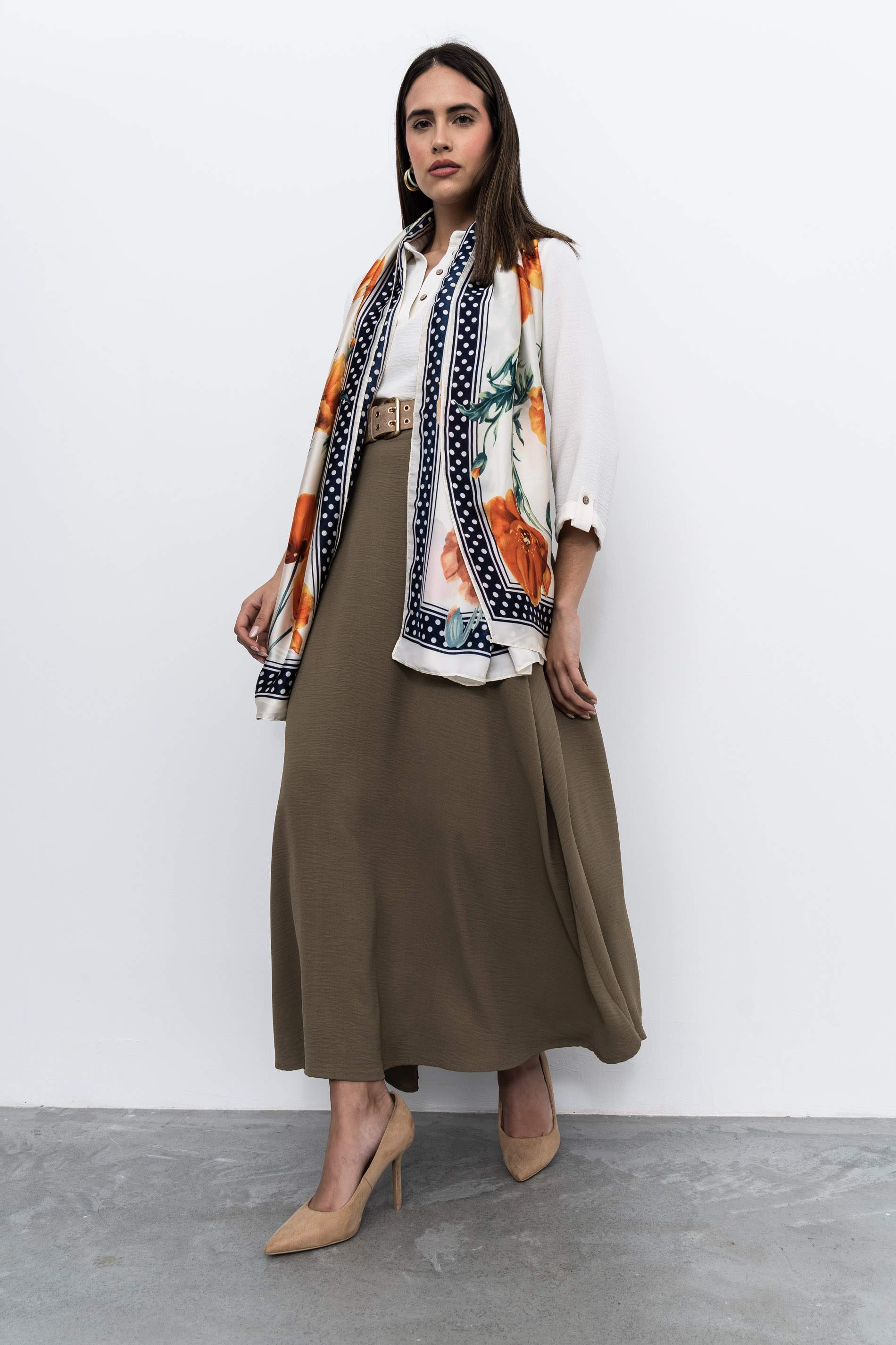 FALDA LARGA VUELO KAKI