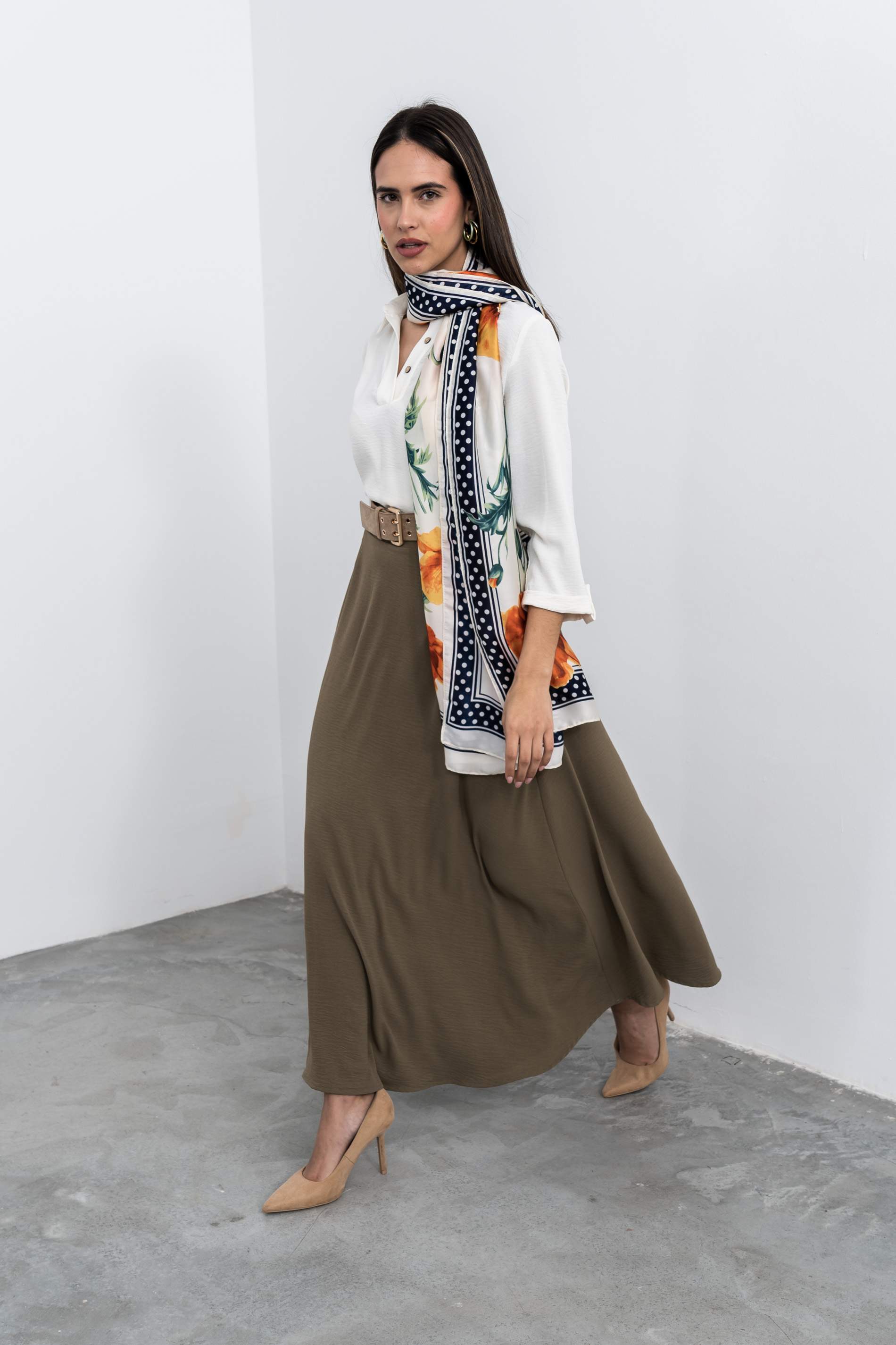 FALDA LARGA VUELO KAKI