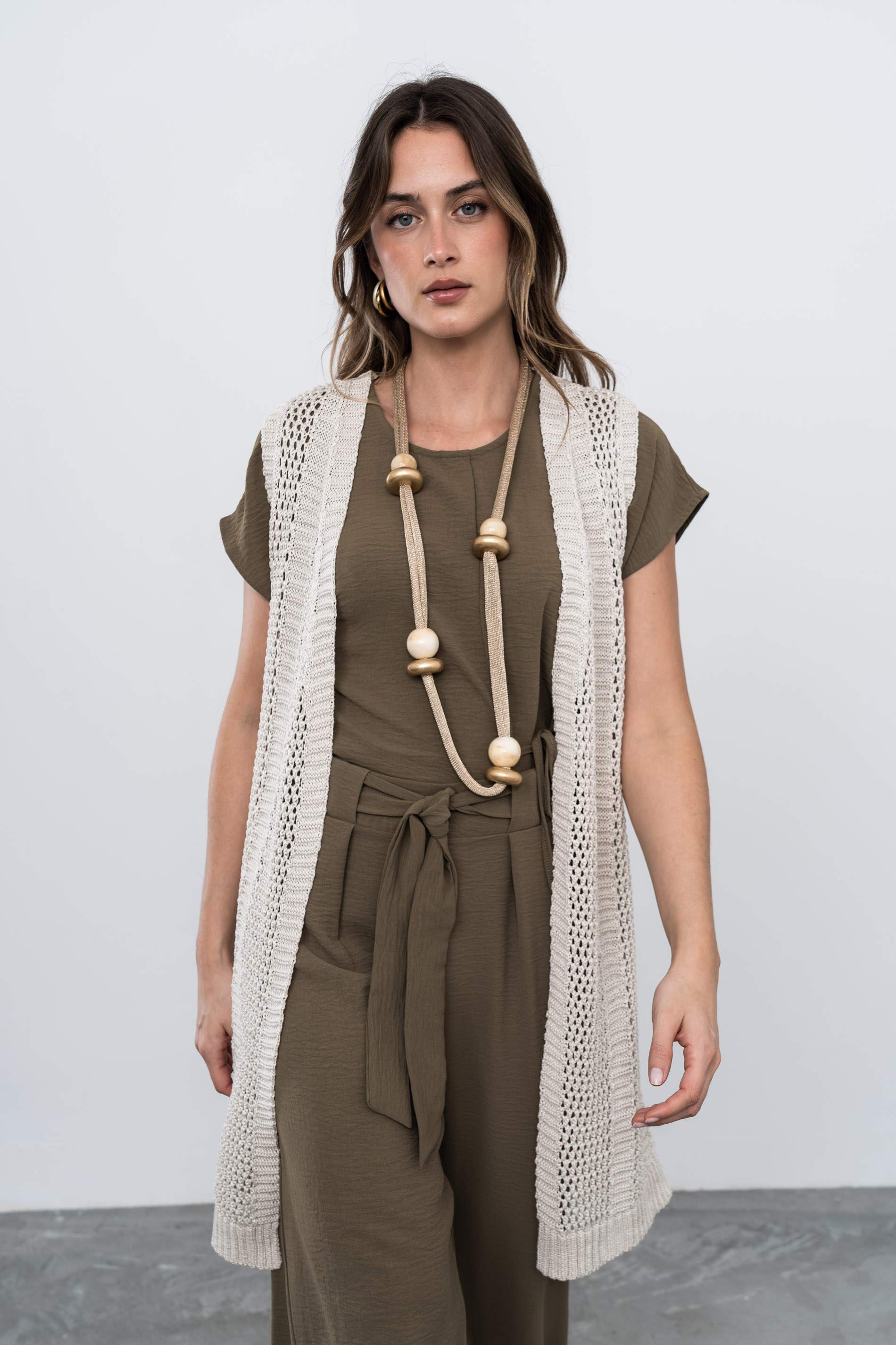 BLUSA CORDÓN LATERAL KAKI