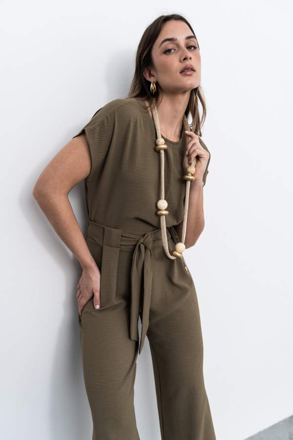 BLUSA CORDÓN LATERAL KAKI