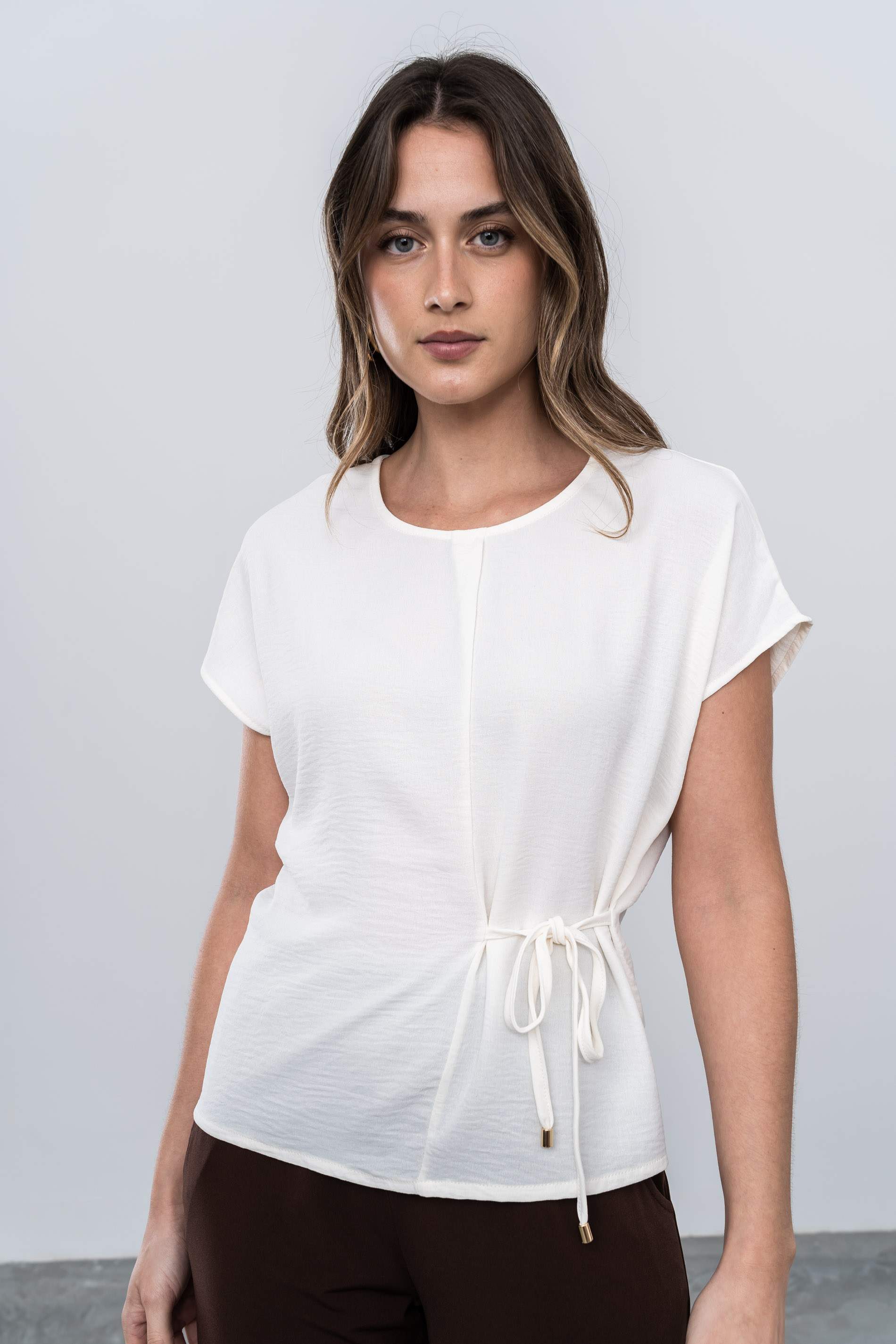 BLUSA CORDÓN LATERAL MARFIL