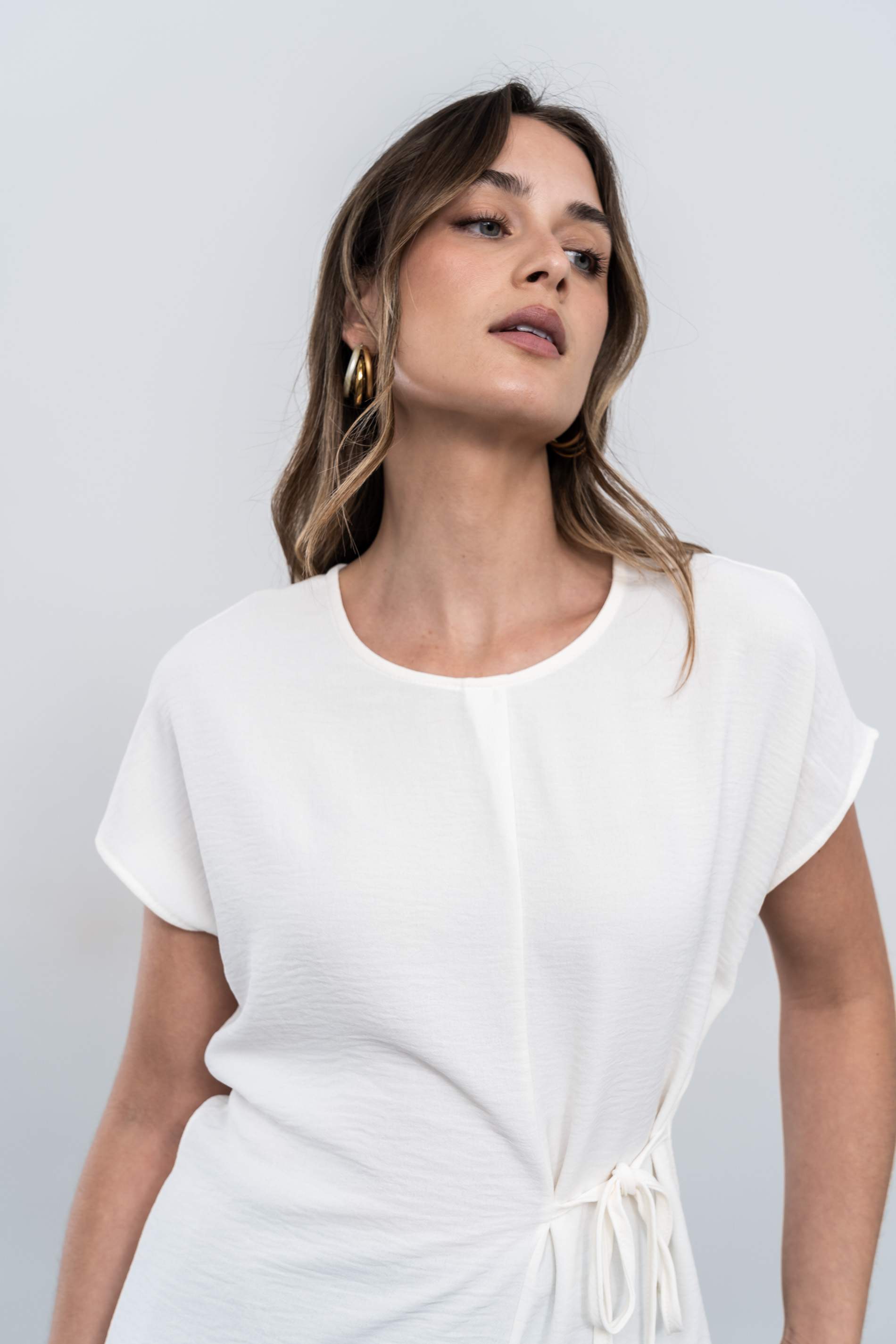 BLUSA CORDÓN LATERAL MARFIL