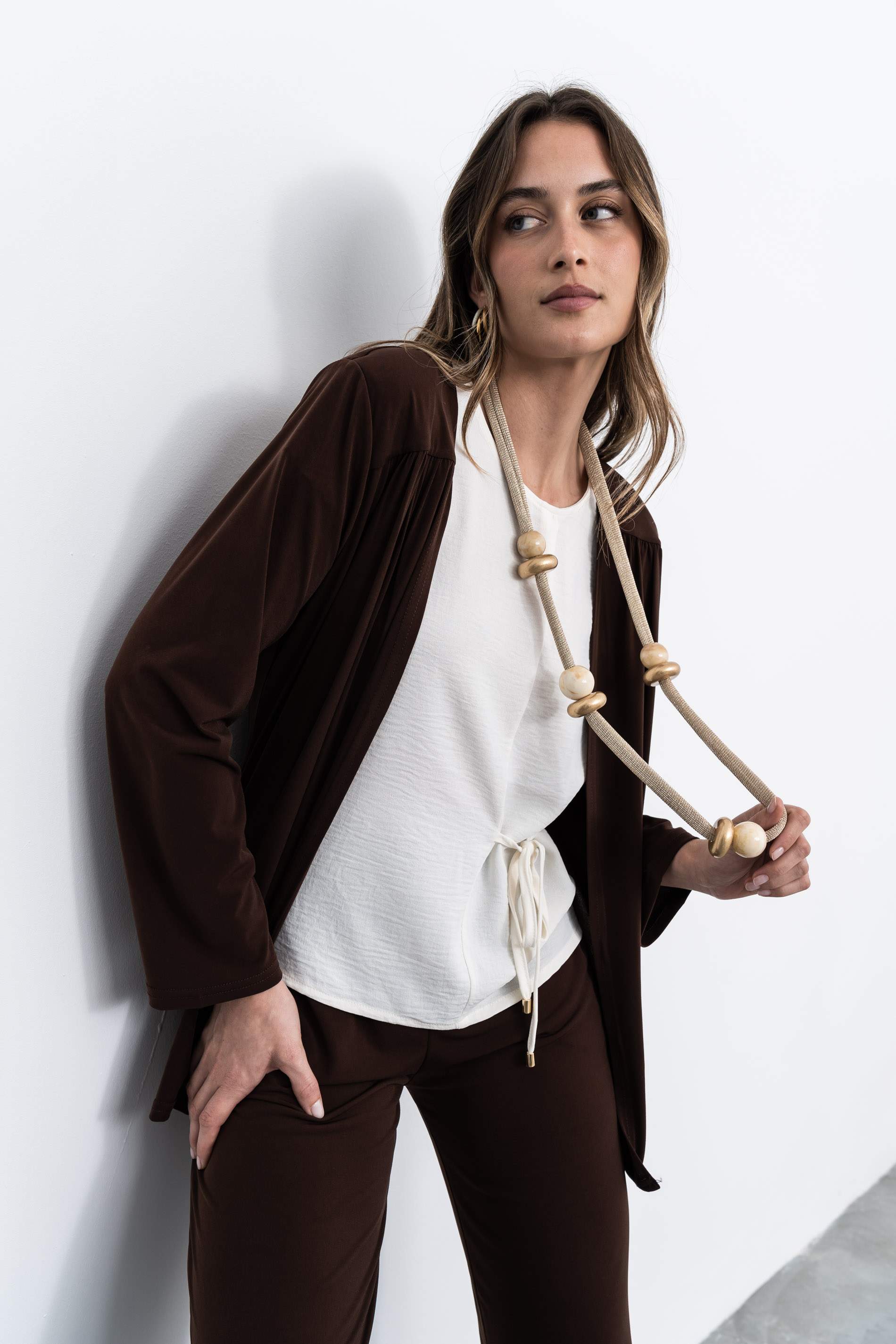 BLUSA CORDÓN LATERAL MARFIL