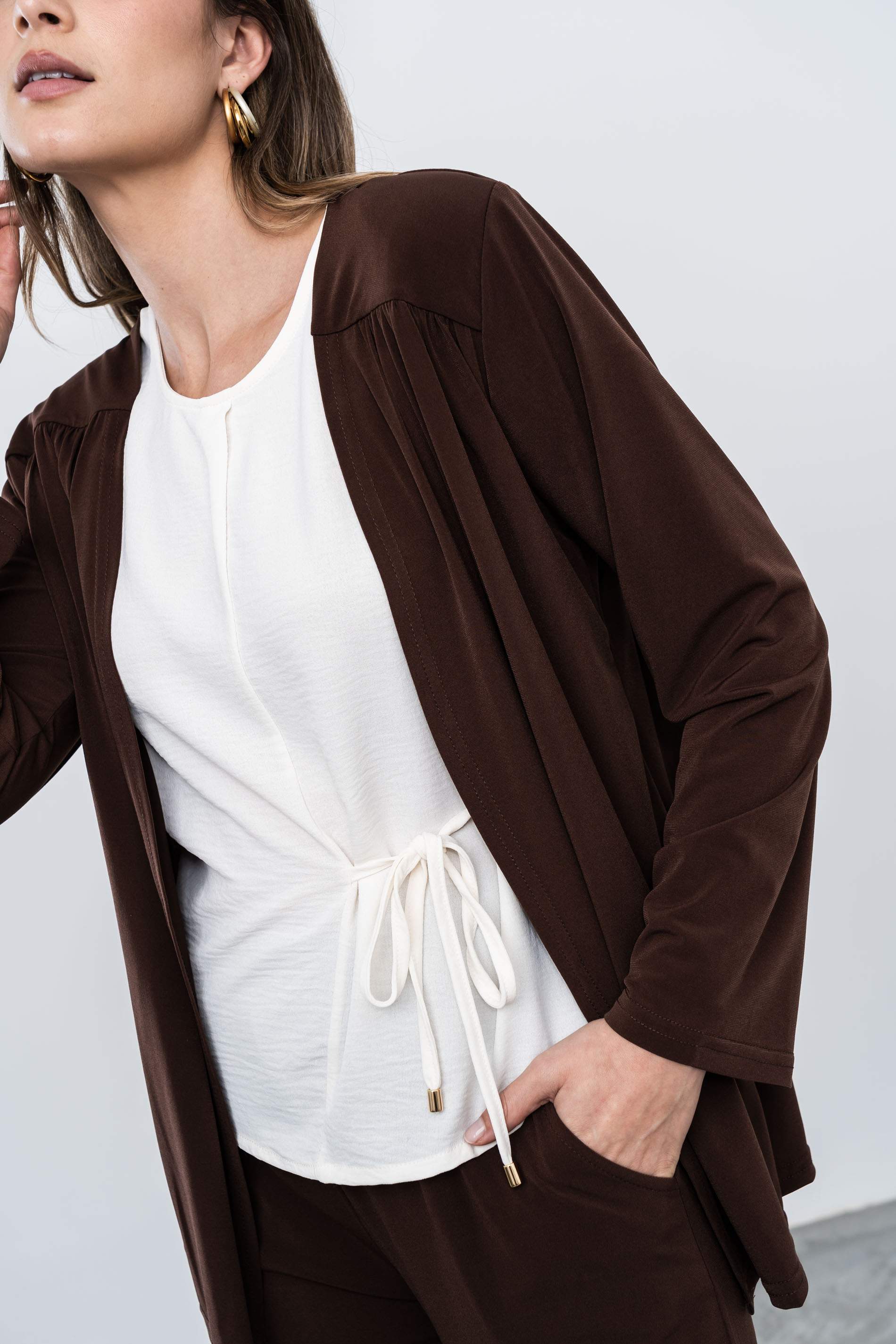 BLUSA CORDÓN LATERAL MARFIL