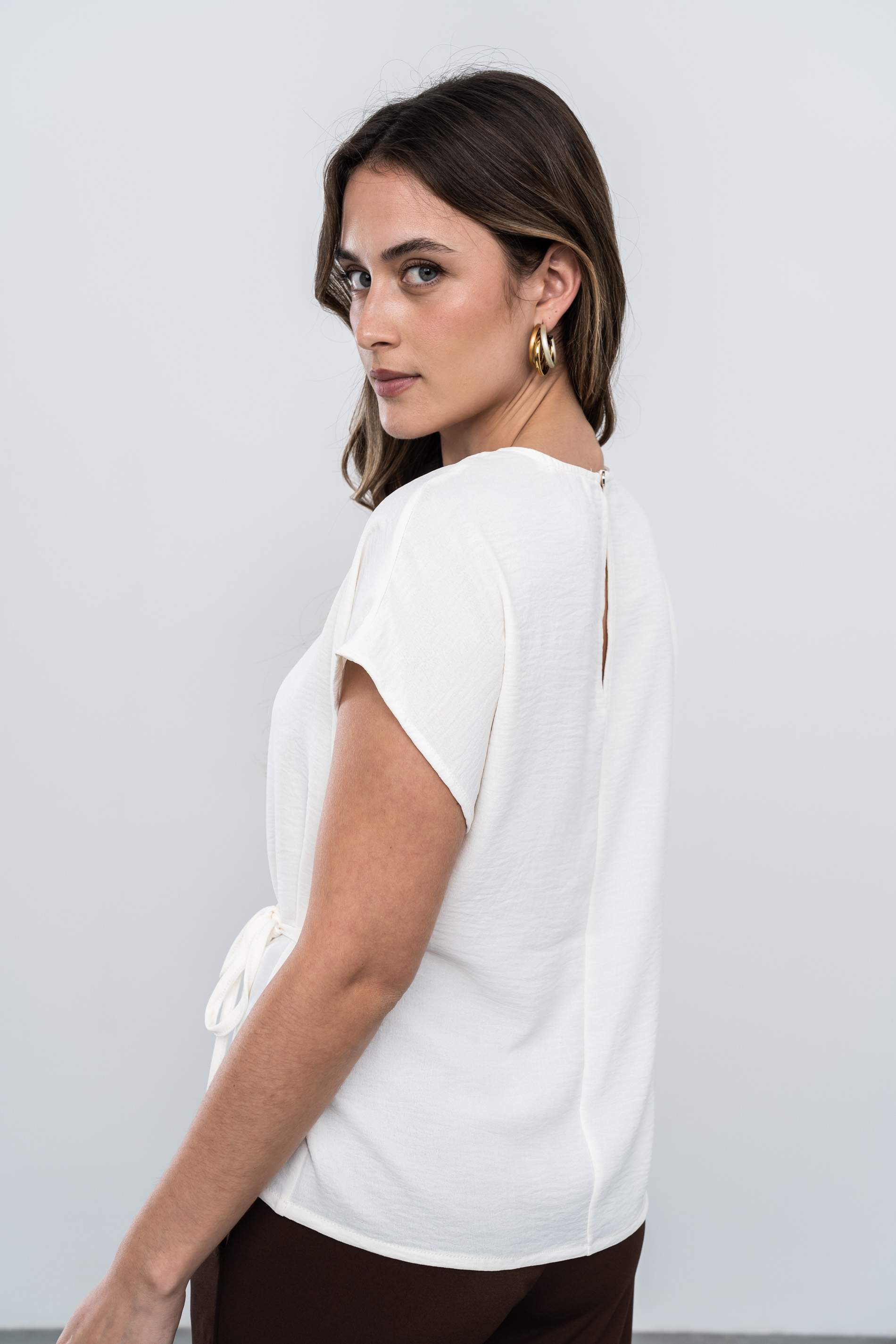 BLUSA CORDÓN LATERAL MARFIL