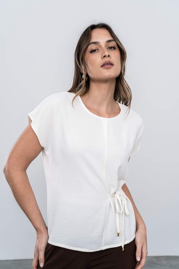 BLUSA CORDÓN LATERAL MARFIL