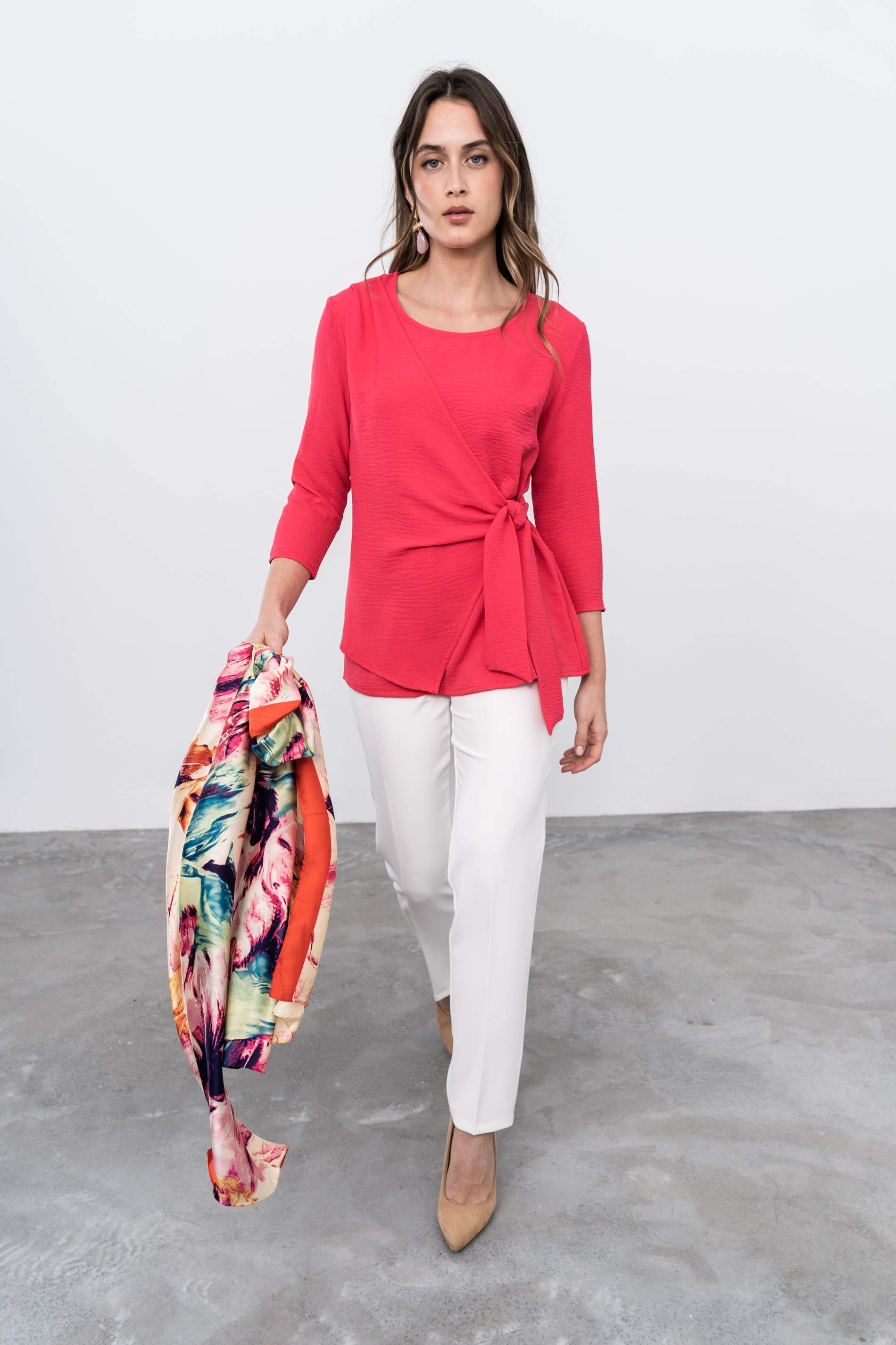 BLUSÓN EFECTO CRUZADO FRESA