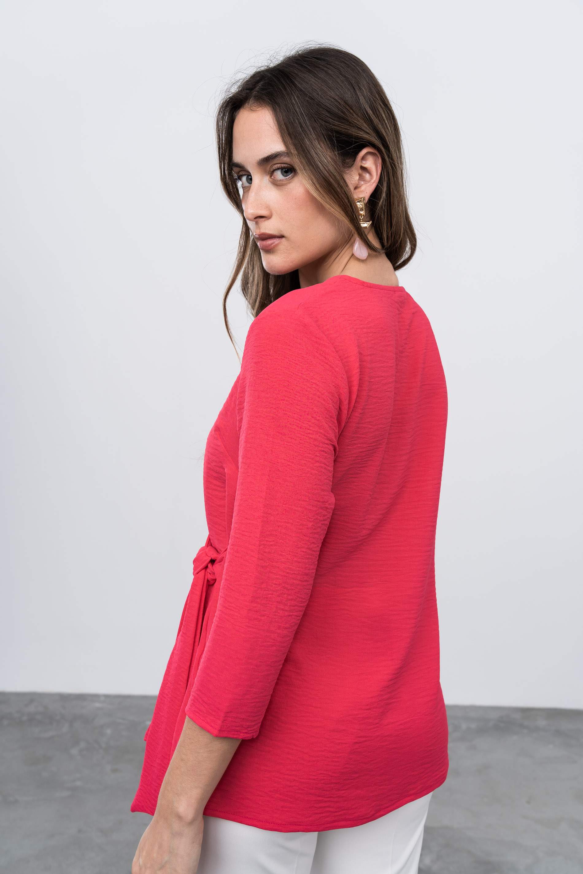 BLUSÓN EFECTO CRUZADO FRESA