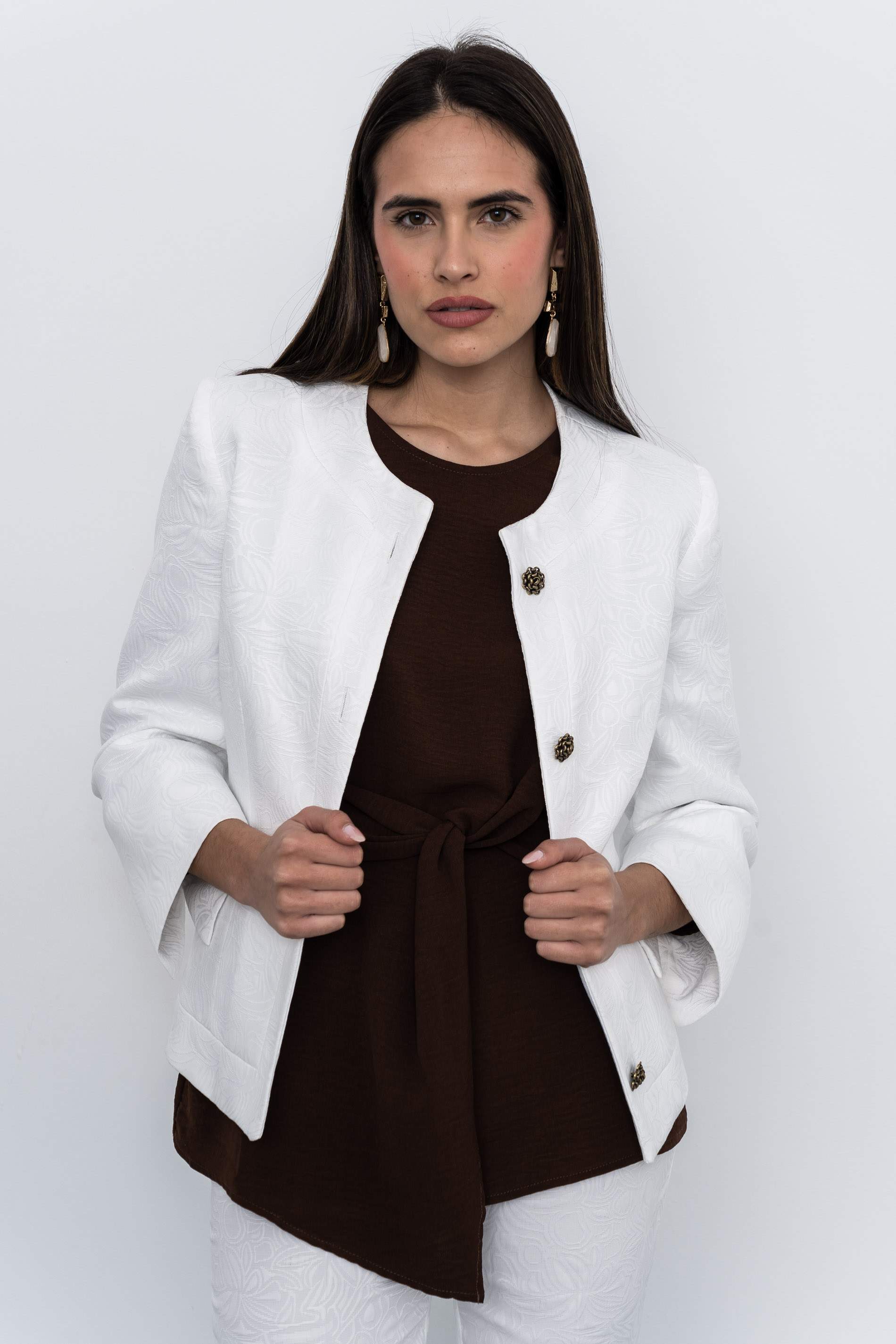 BLUSÓN RECOGIDO LATERAL CHOCOLATE