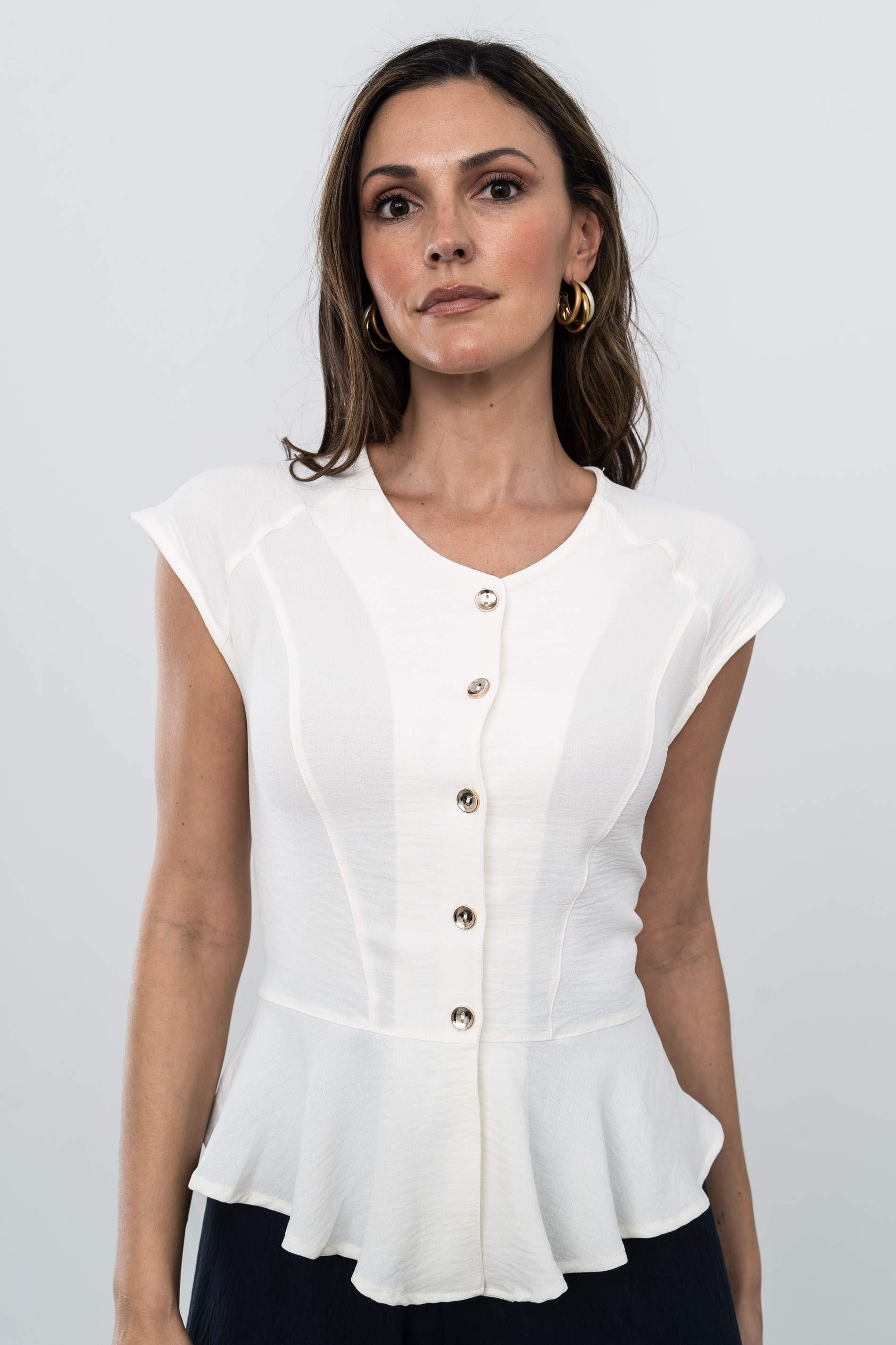 BLUSA BOTONES CAPA MARFIL