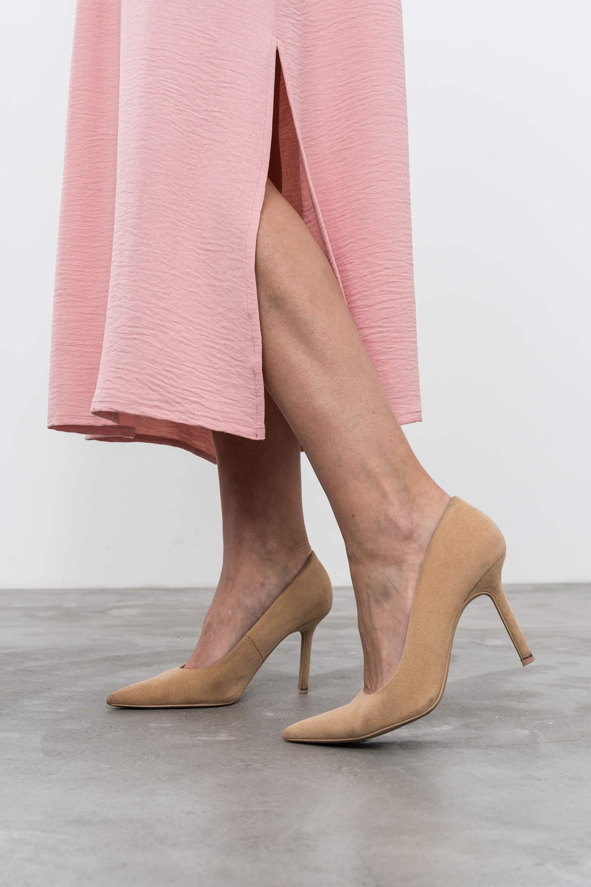 VESTIDO FUELLE LISO NUDE