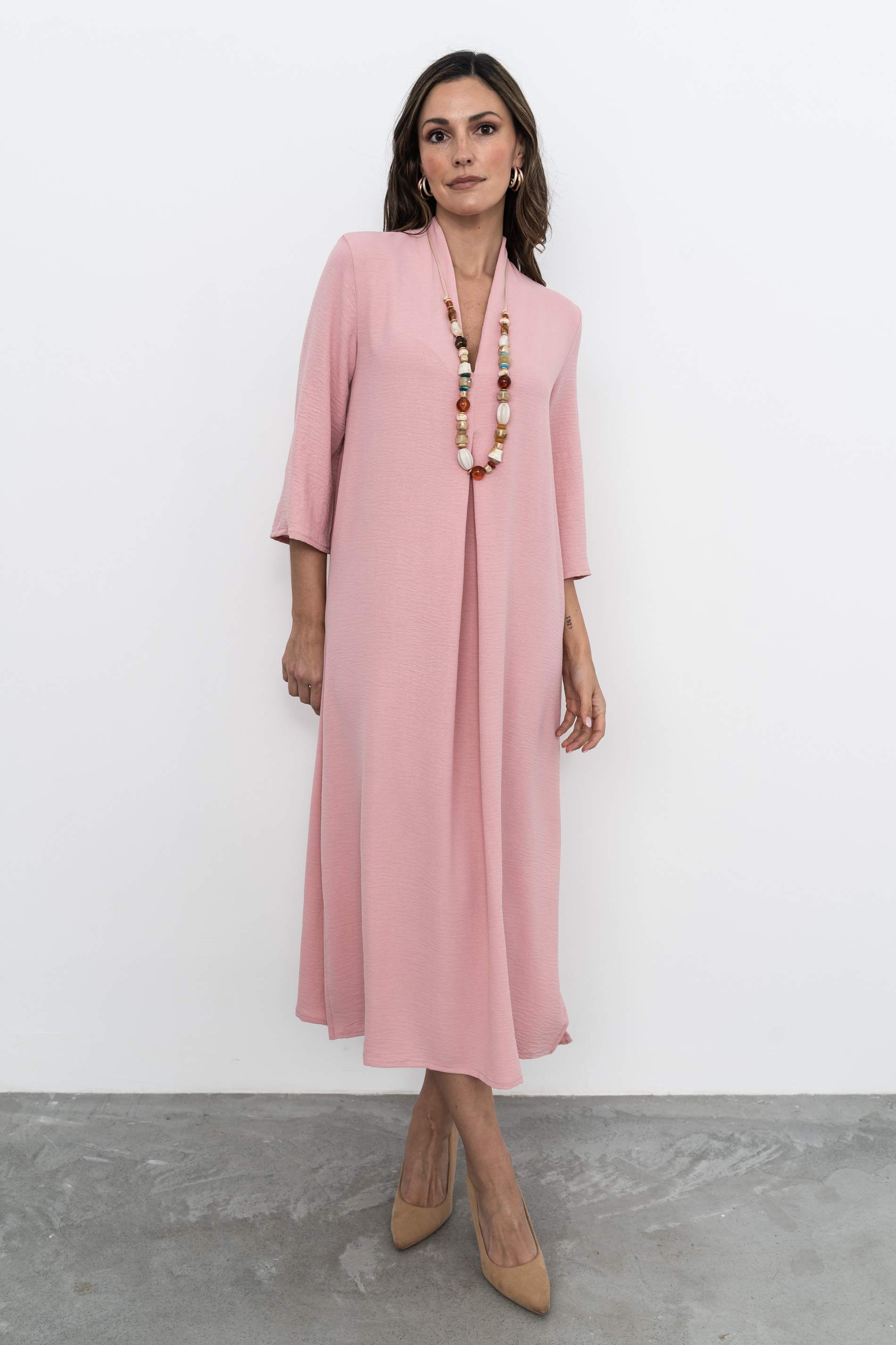 VESTIDO FUELLE LISO NUDE