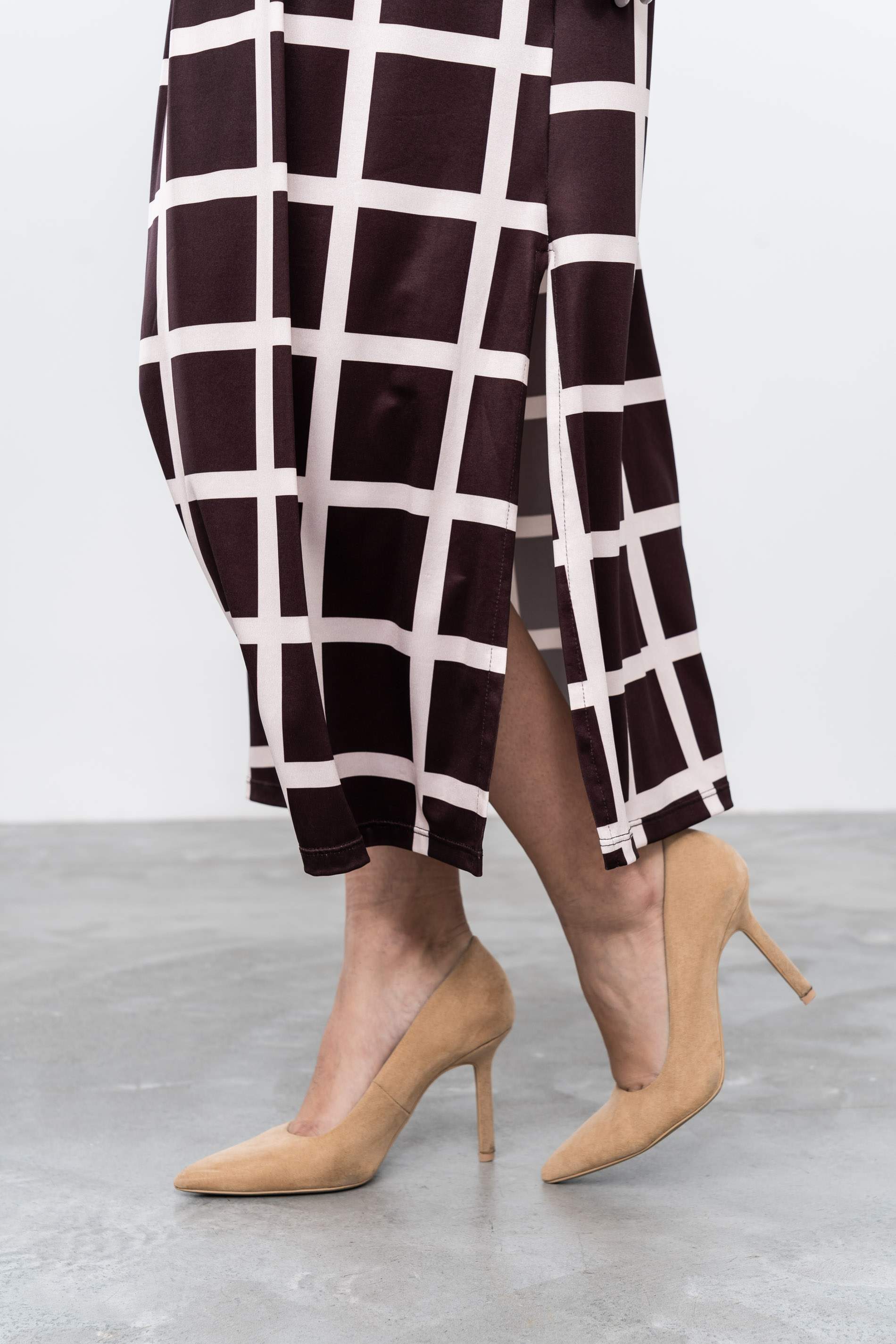 VESTIDO FUELLE CUADROS MANGA FRANCESA