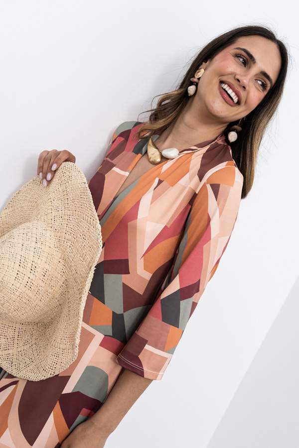 VESTIDO FUELLE GEOMÉTRICOS
