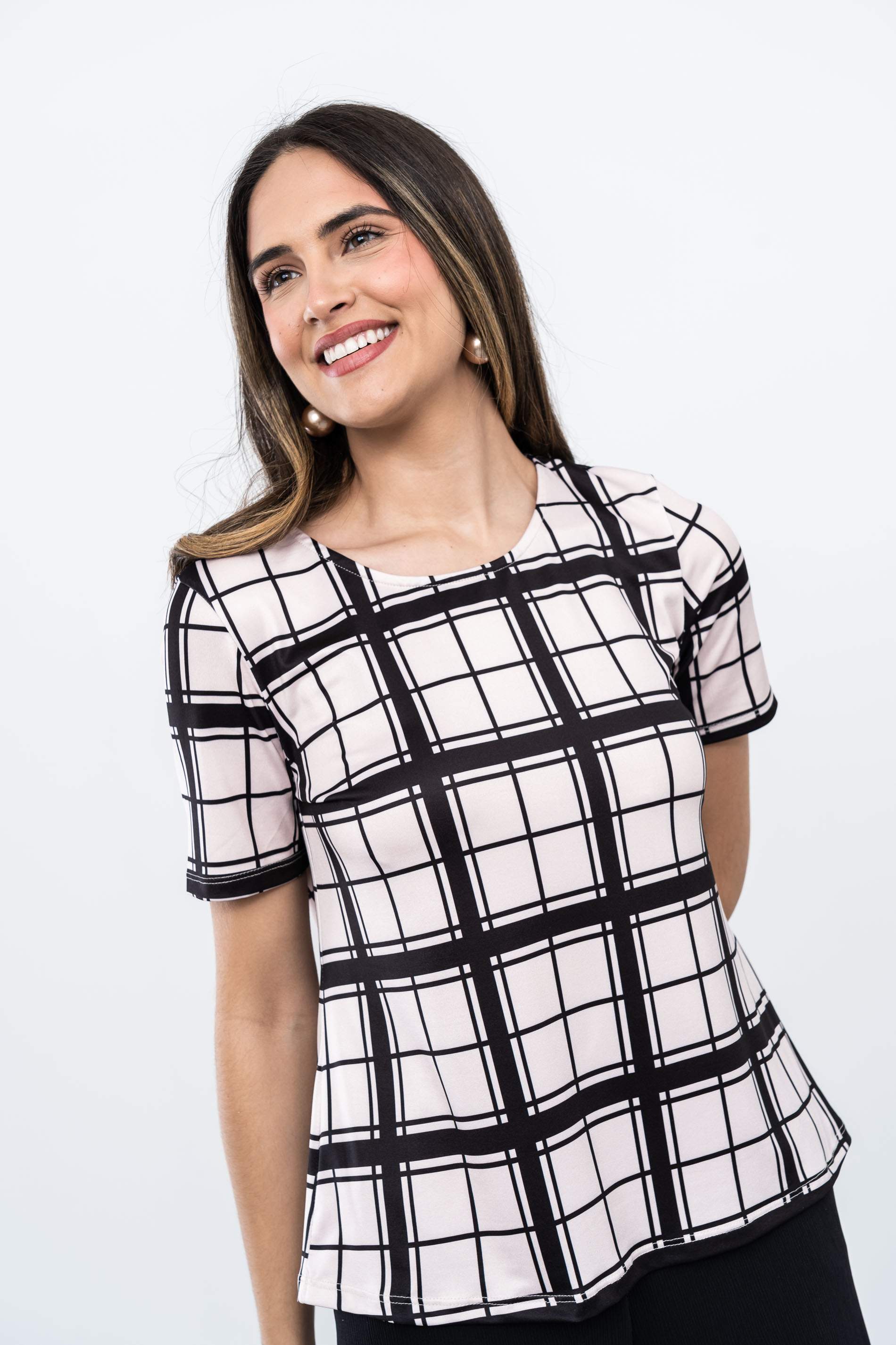 CAMISETA CUADROS MANGA CORTA