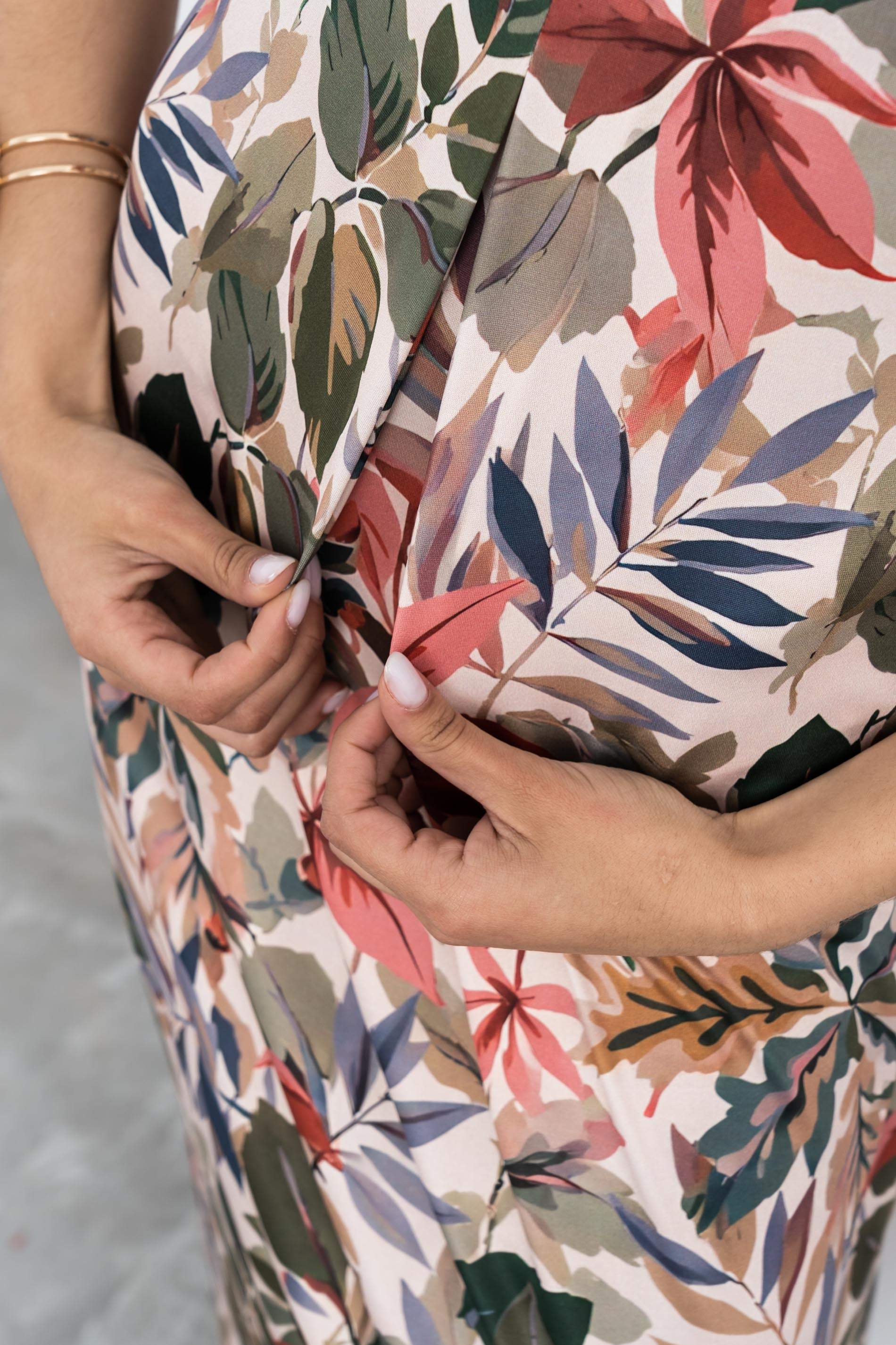 VESTIDO PLIEGUE HOJAS 