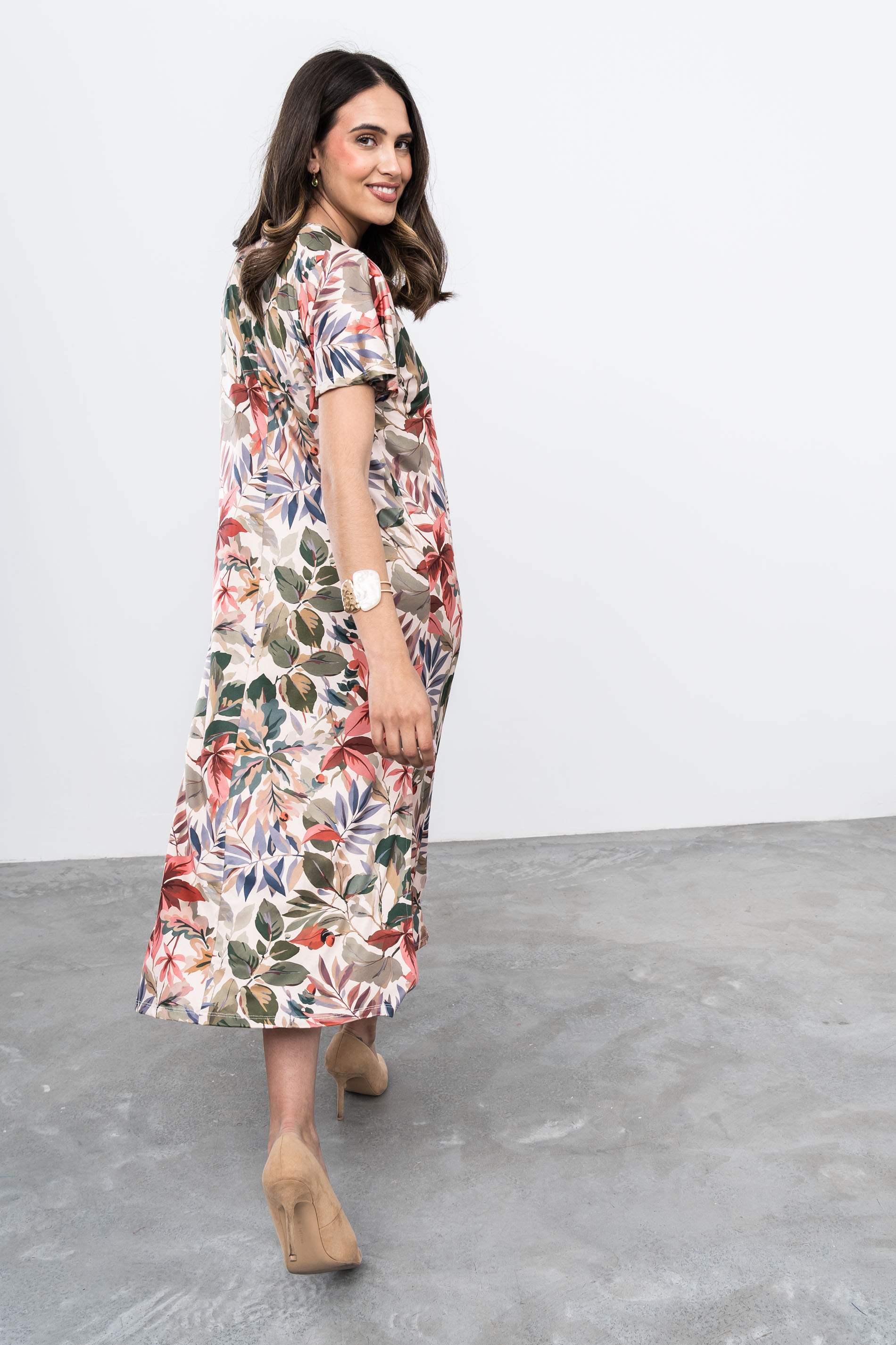 VESTIDO PLIEGUE HOJAS 