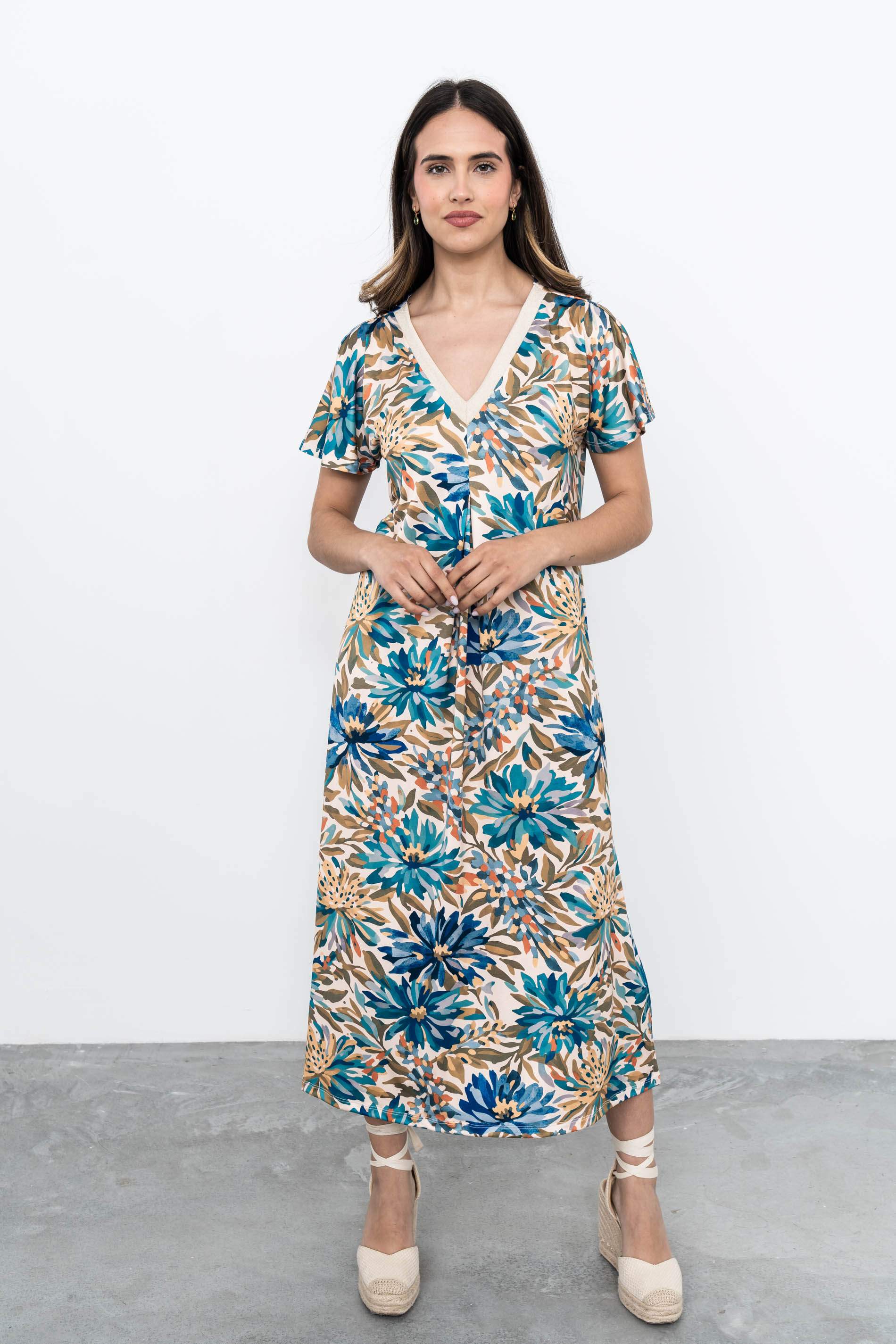 VESTIDO PLIEGUE FLOR