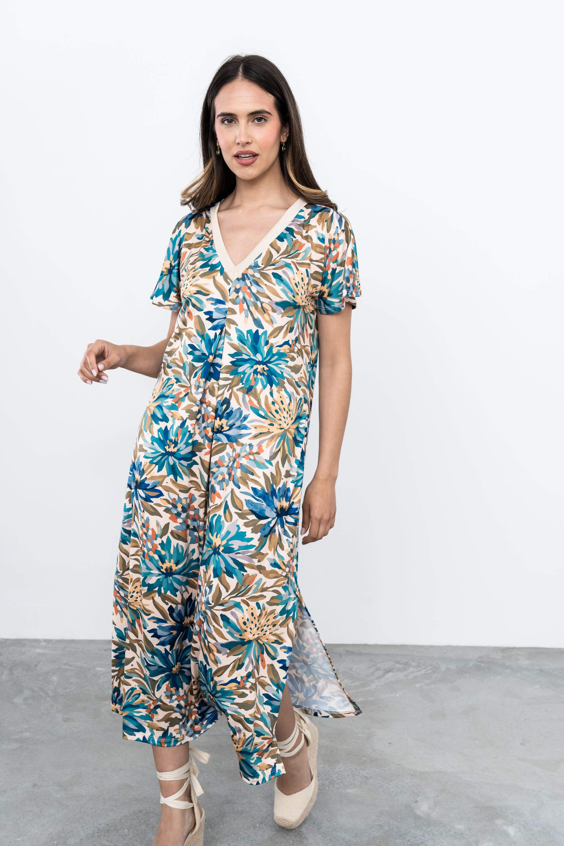 VESTIDO PLIEGUE FLOR