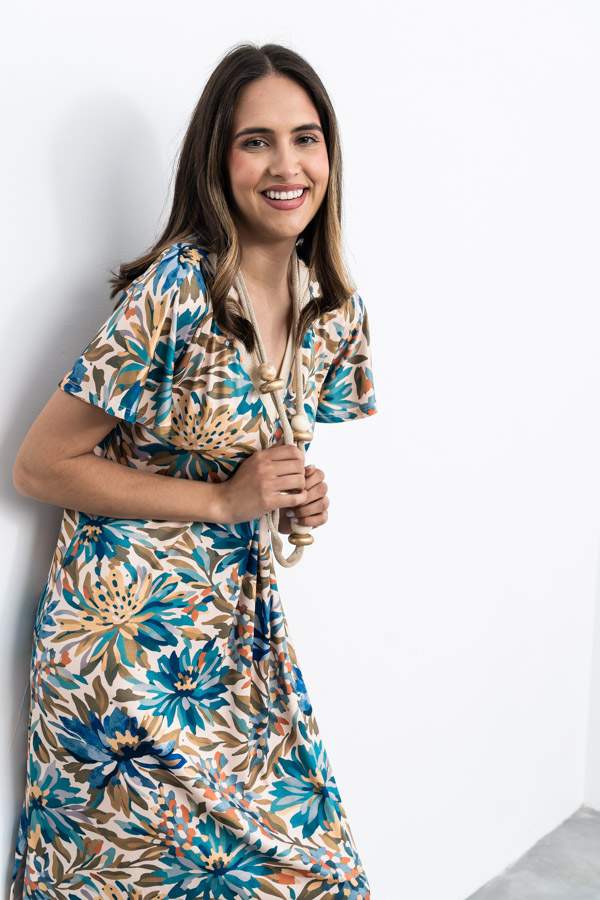 VESTIDO PLIEGUE FLOR