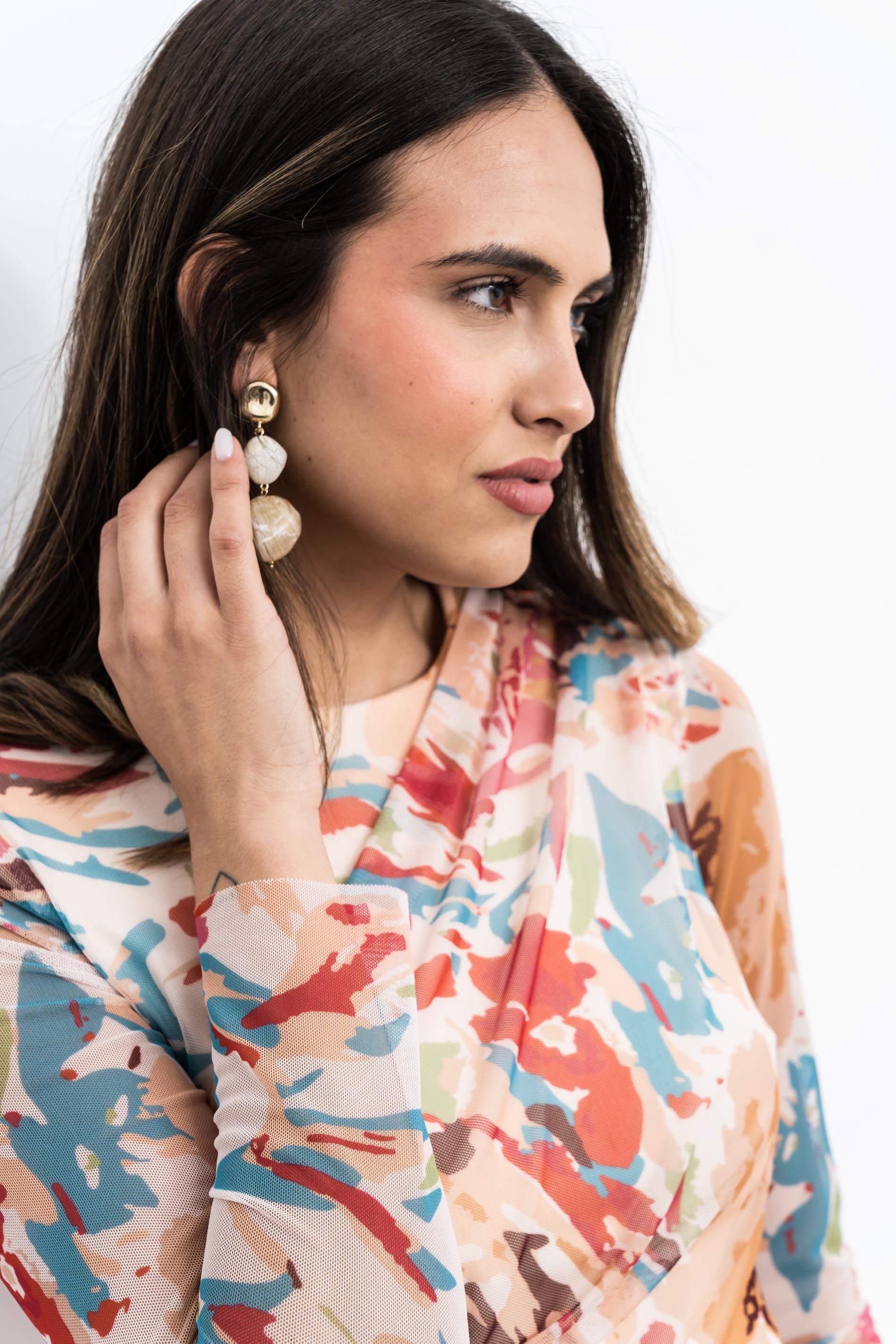 VESTIDO FRUNCES TUL MOSTAZA